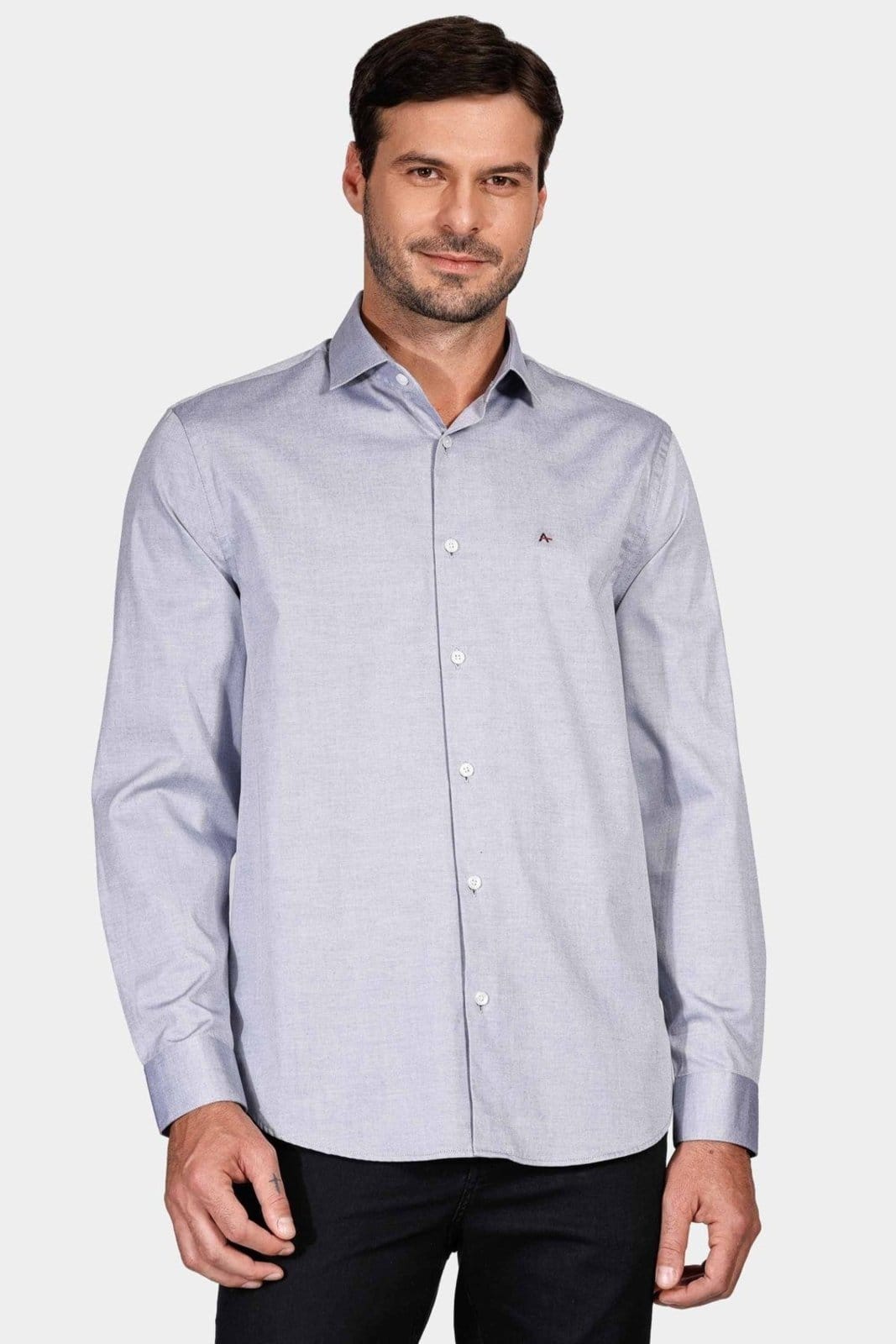 Camisa Aramis Regular Tricoline Pinpoint Azul Escuro