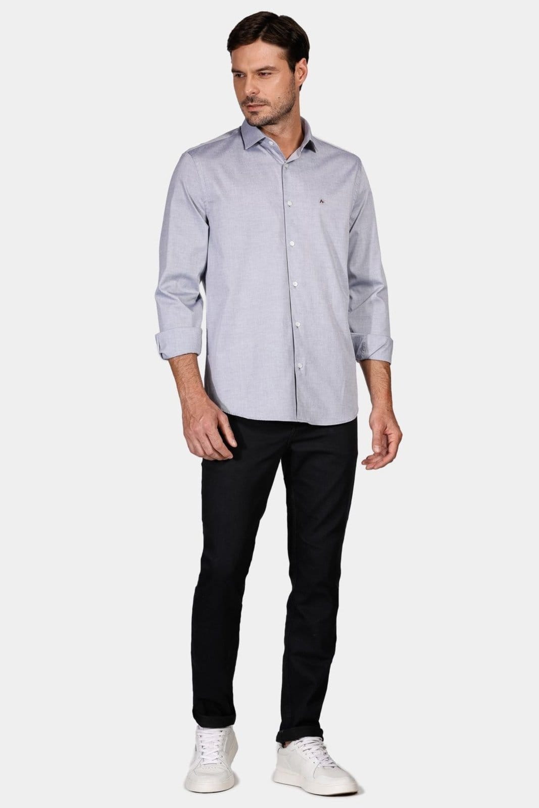 Vista 2 Camisa Aramis Regular Tricoline Pinpoint Azul Escuro Aramis incolor azul