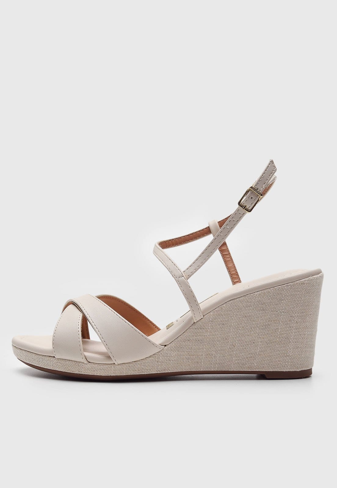 Sandália Anabela Vizzano Tira Transpasse Off-White