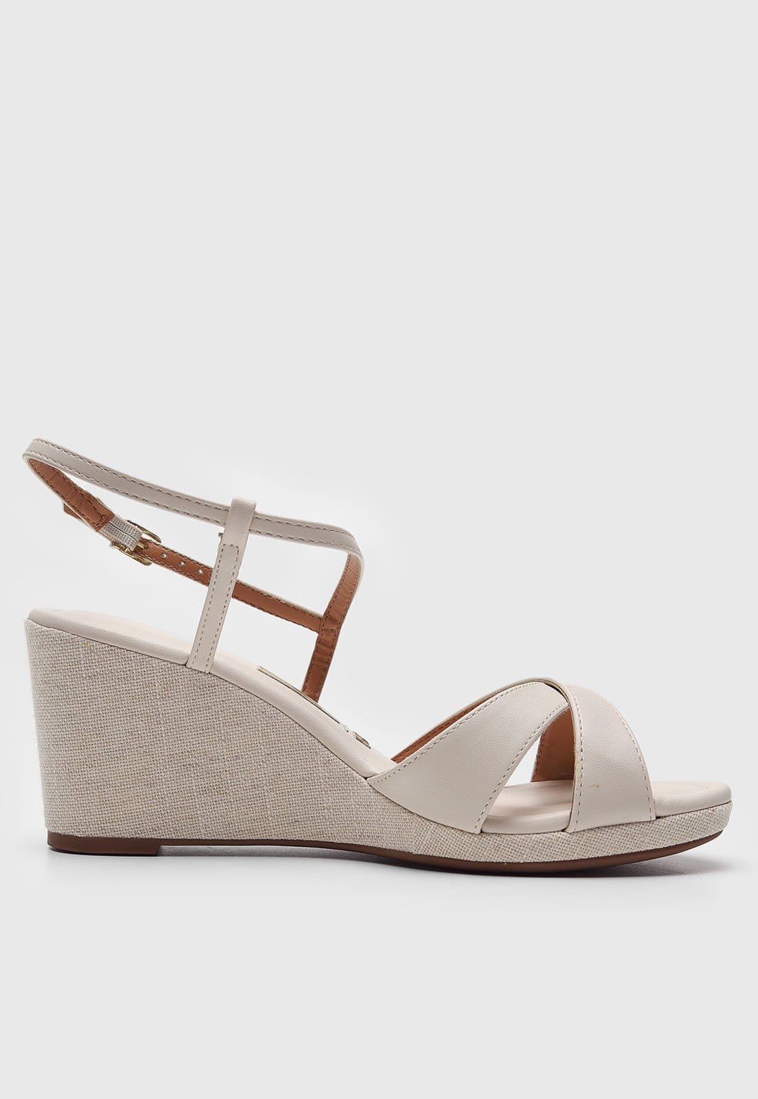 Vista 2 Sandália Anabela Vizzano Tira Transpasse Off-White VIZZANO off-white white