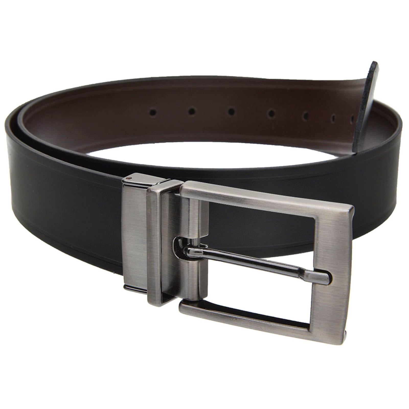 Vista 2 Cinto Masculino em couro dupla face S-46 na cor Marrom USEPELLE café/preto