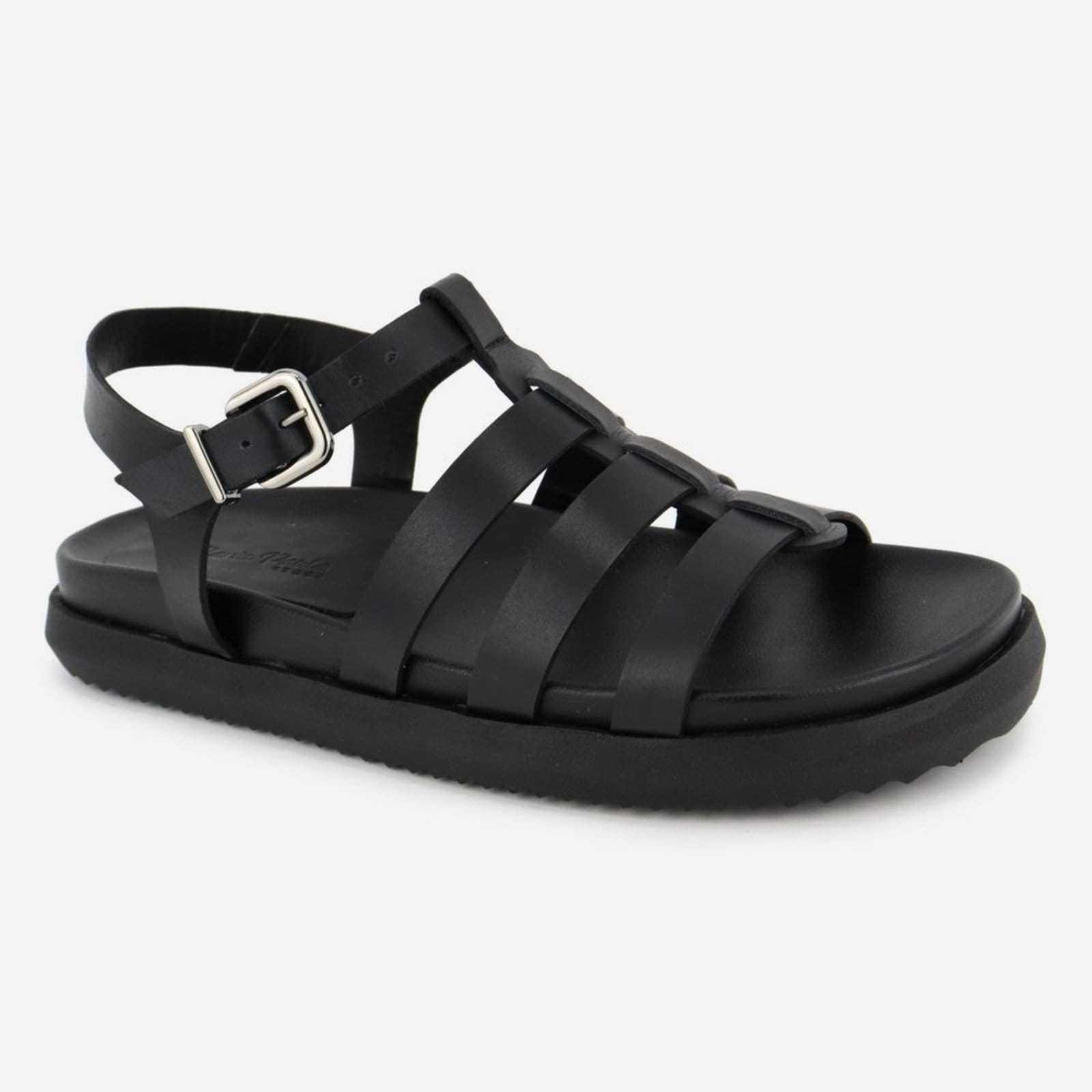 Vista 2 Sandália Gladiadora Confort Solado Maria Paula Couro Rasteiria MARIA PAULA preto