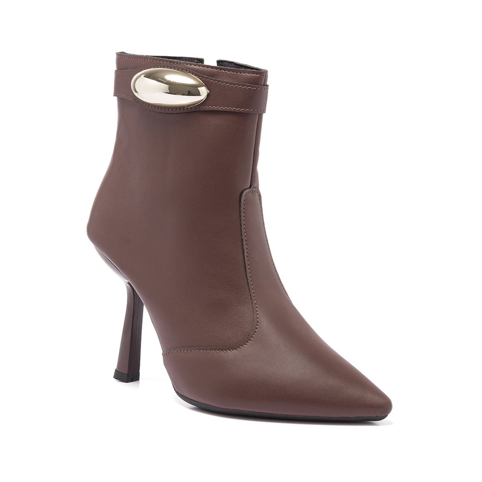 Bota Feminina Cano Curto Bico Fino Salto Alto Lesma Elegante