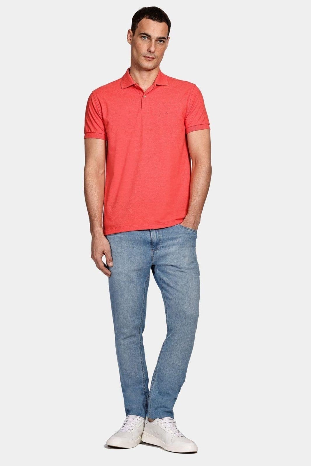 Vista 2 Polo Aramis Piquet Mescla Cereja Aramis vermelho