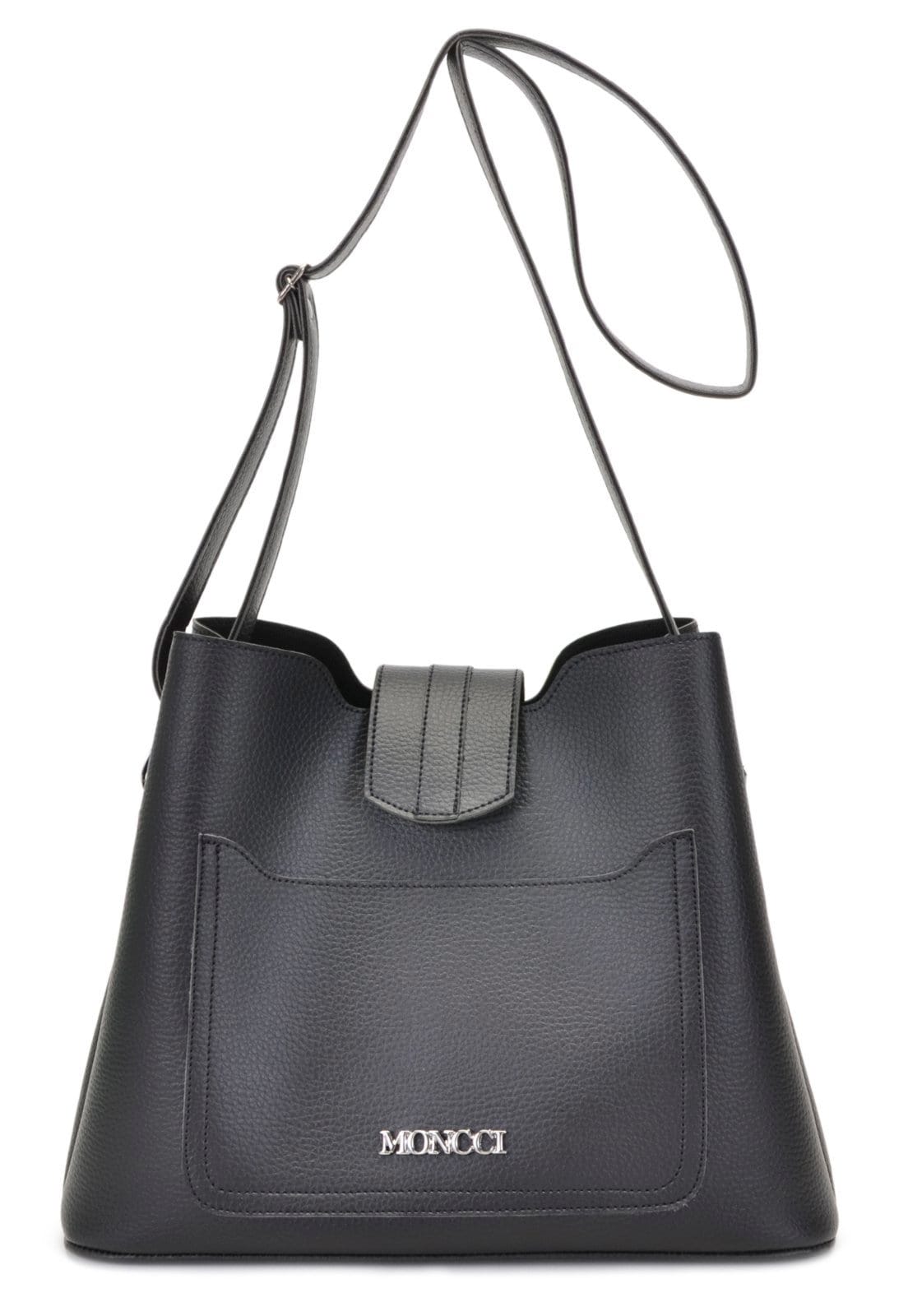 Vista 2 Bolsa Saco Moncci Transversal Preta MONCCI preto