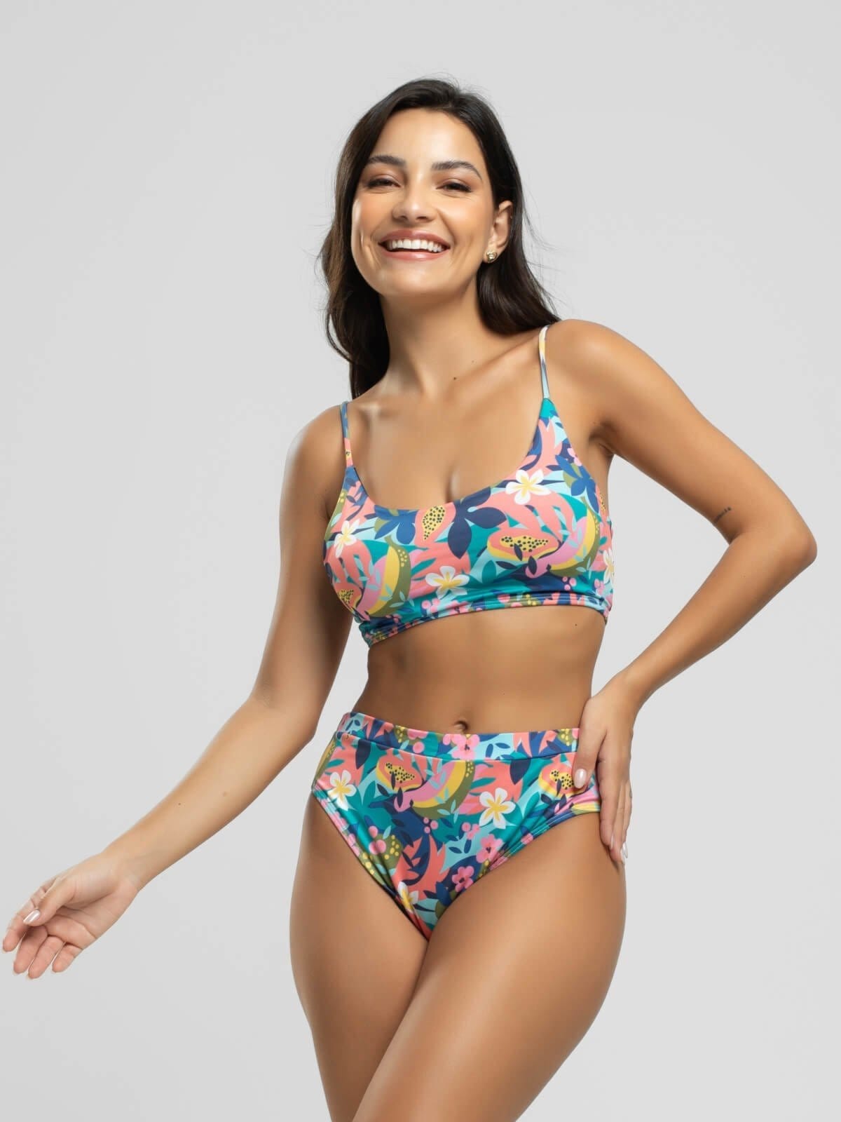 Vista 2 Biquini Faixa Calcinha Hot Pants Proteção Uv 50+ Vicbela Flor Vicbela estampado/multicolorido