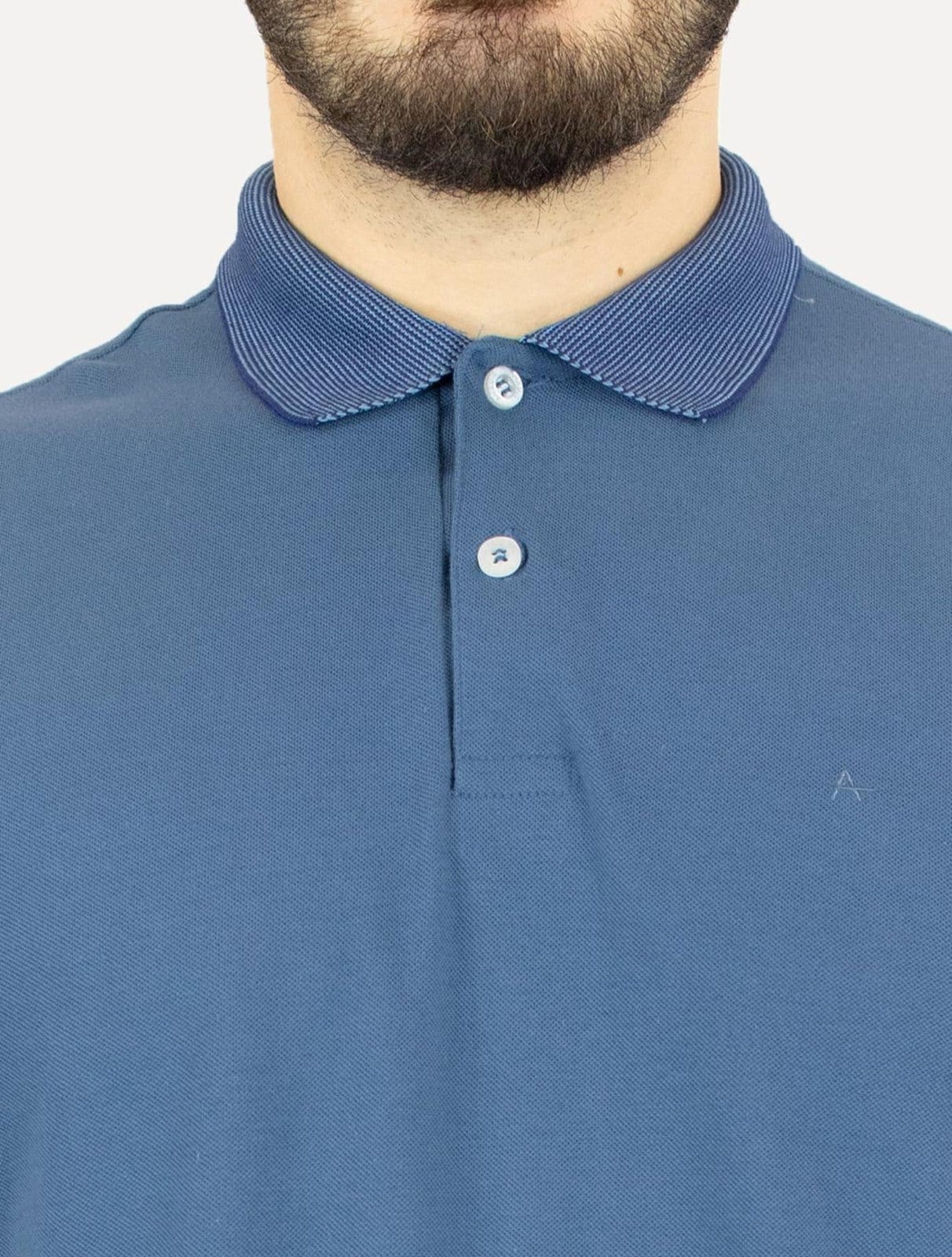 Vista 2 Polo Aramis Masculina Piquet Maquinetada Vegas Índigo Aramis azul
