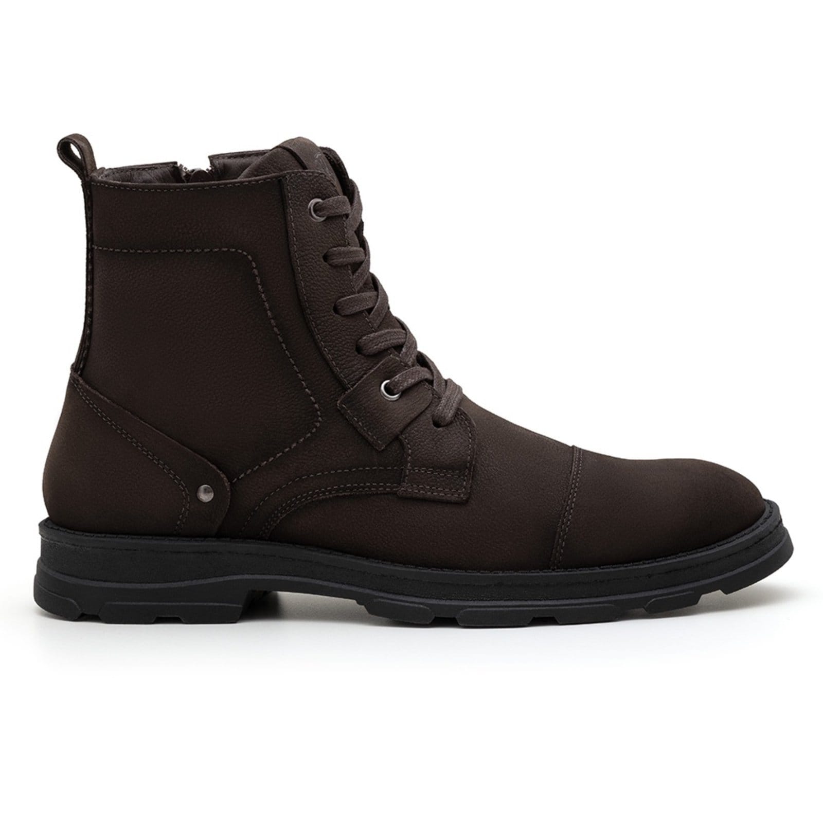 Vista 2 Bota Masculina Sapatofran Couro Cano Médio Conforto Benaia Café Sapatofran marrom
