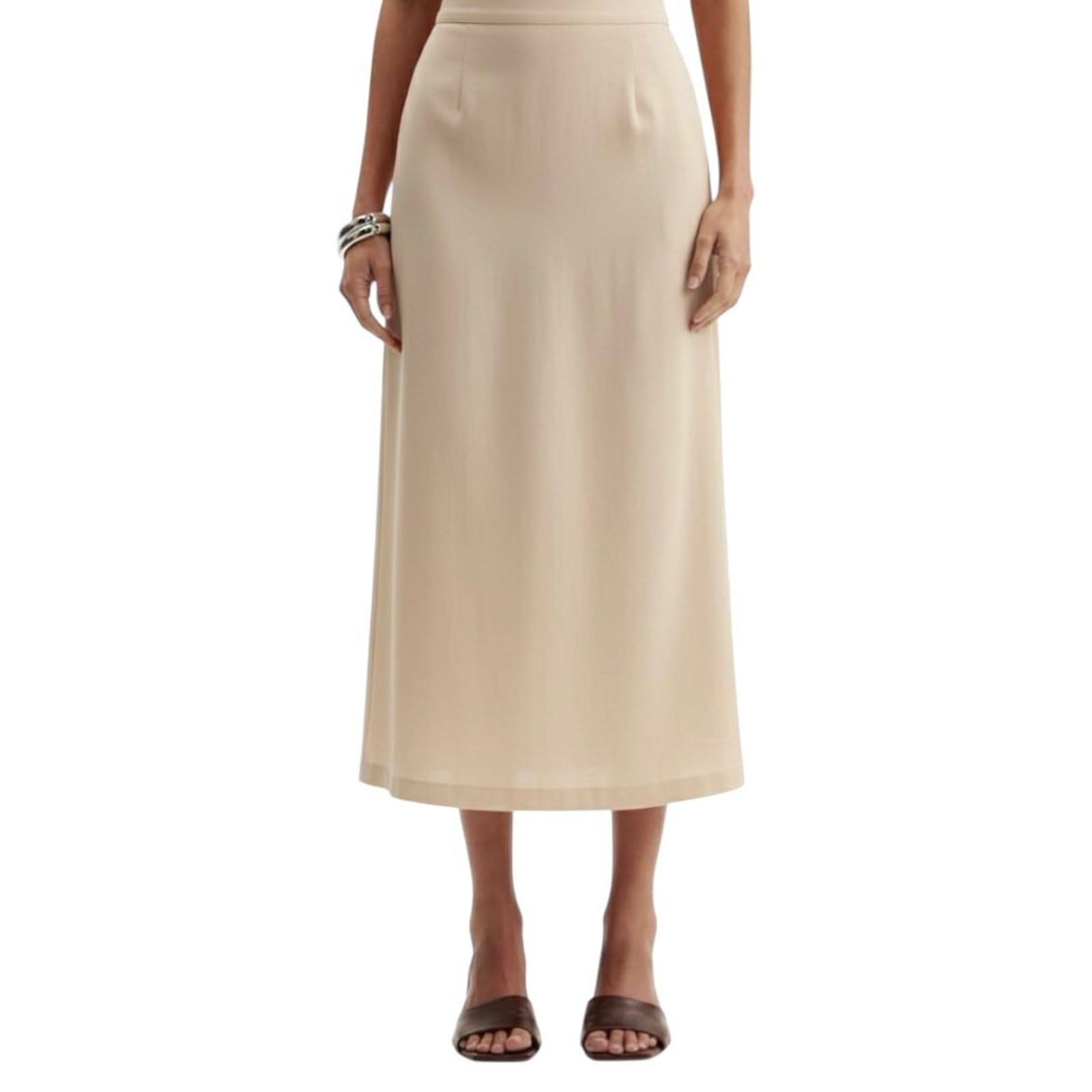 Saia Linho Comfort Midi com Zíper Triton Affogato