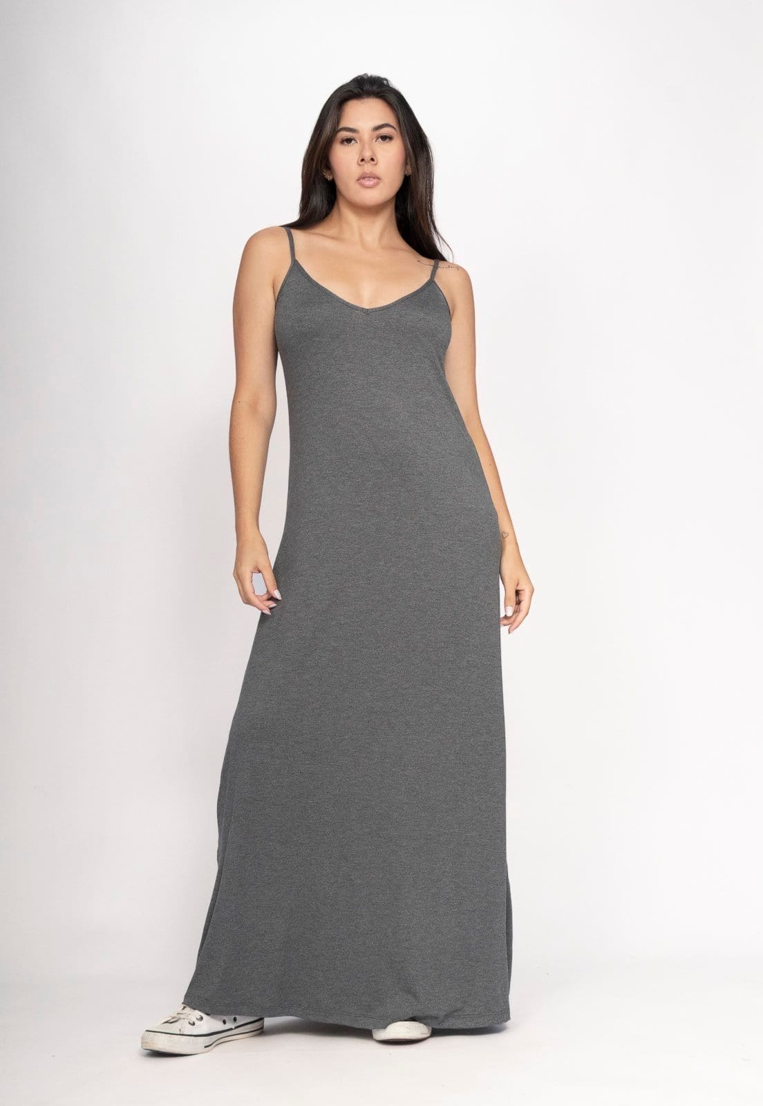 Vestido CabanaFree Guaíra Longo Malha Alça Fina Mescla