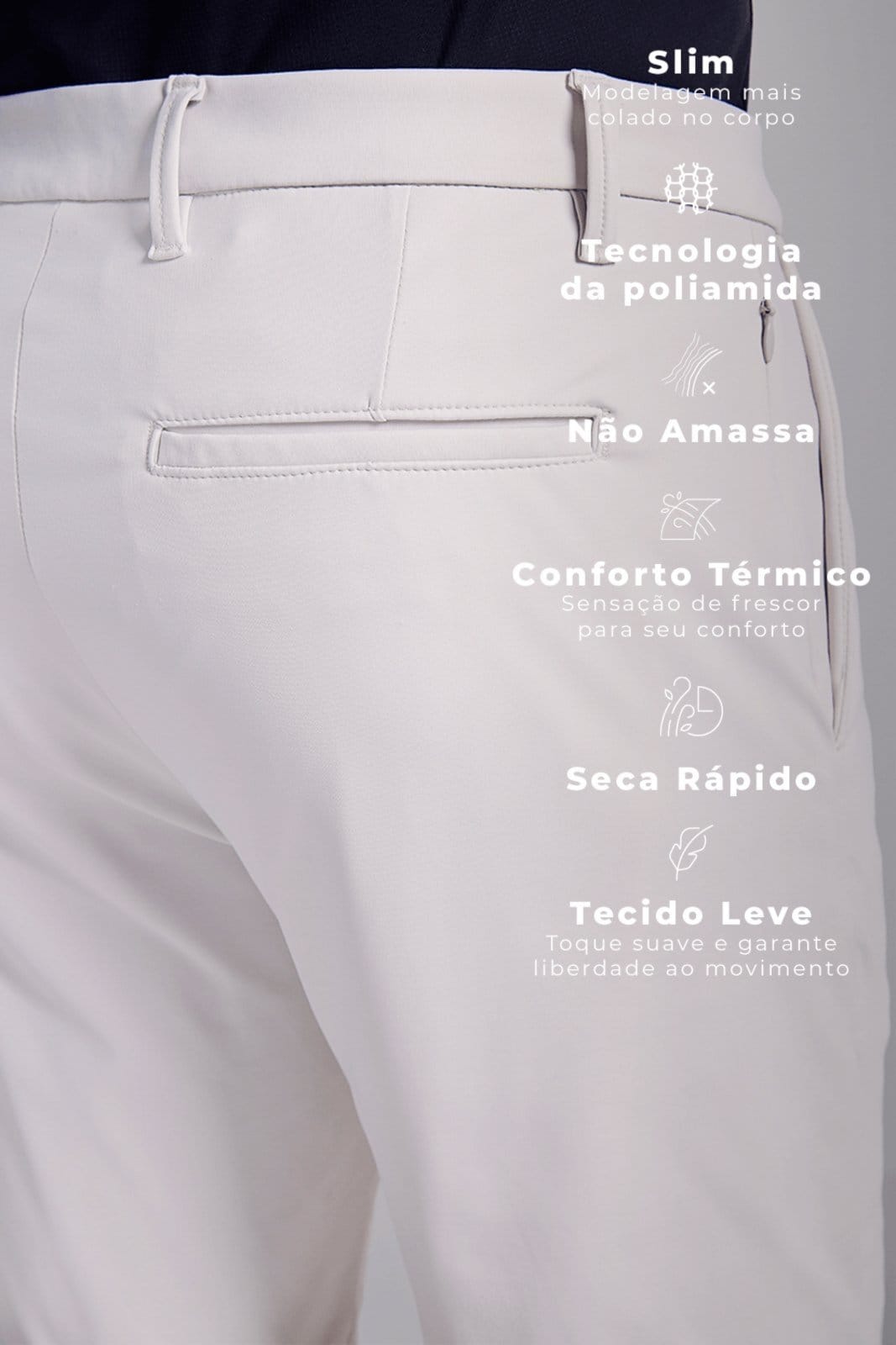 Vista 2 HIGHSTIL Bermuda Tecnocomfy Slim Fit - Off White HIGHSTIL bege white