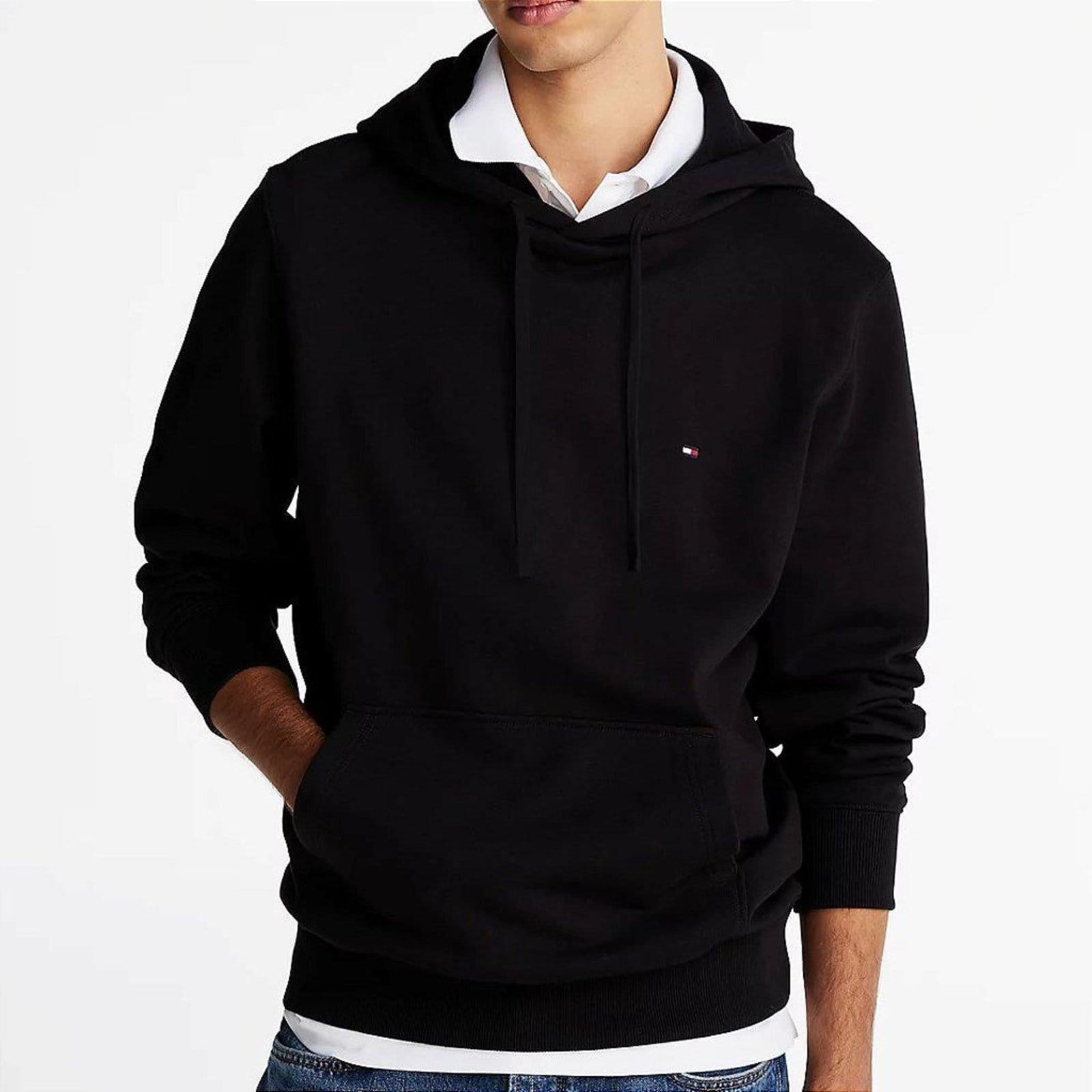 Vista 2 Moletom Canguru Tommy Hilfiger Mini Flag Algodão Puro Tommy Hilfiger preto