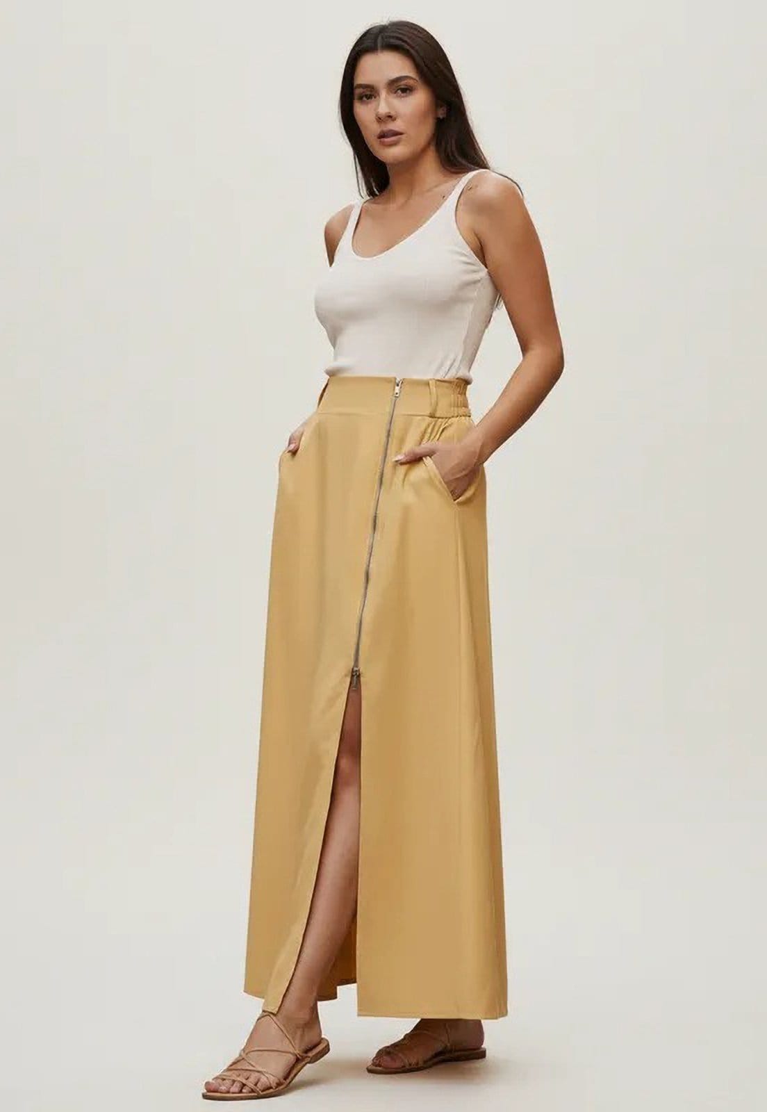 Saia Cabanafree Midi com Zíper Dijon