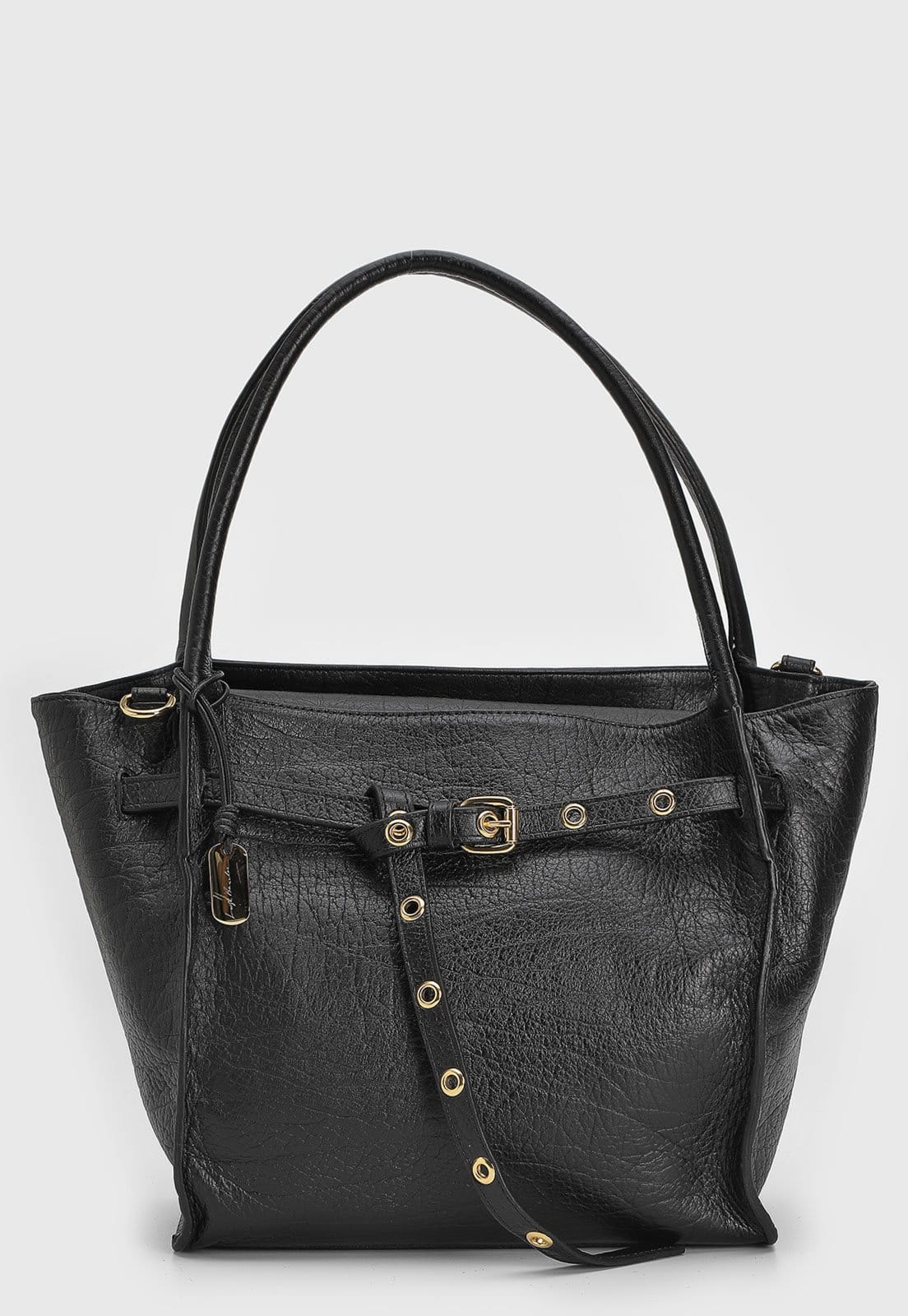 Vista 2 Bolsa Tiracolo Luiza Barcelos Alça Dupla Preta Luiza Barcelos preto