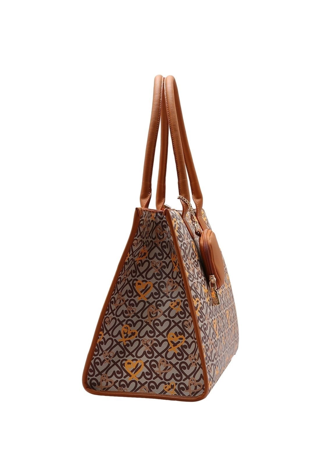 Vista 2 Bolsa Feminina Chenson Original Classic Heart Com Suporte Mala de Bordo 3484988 Chenson bege