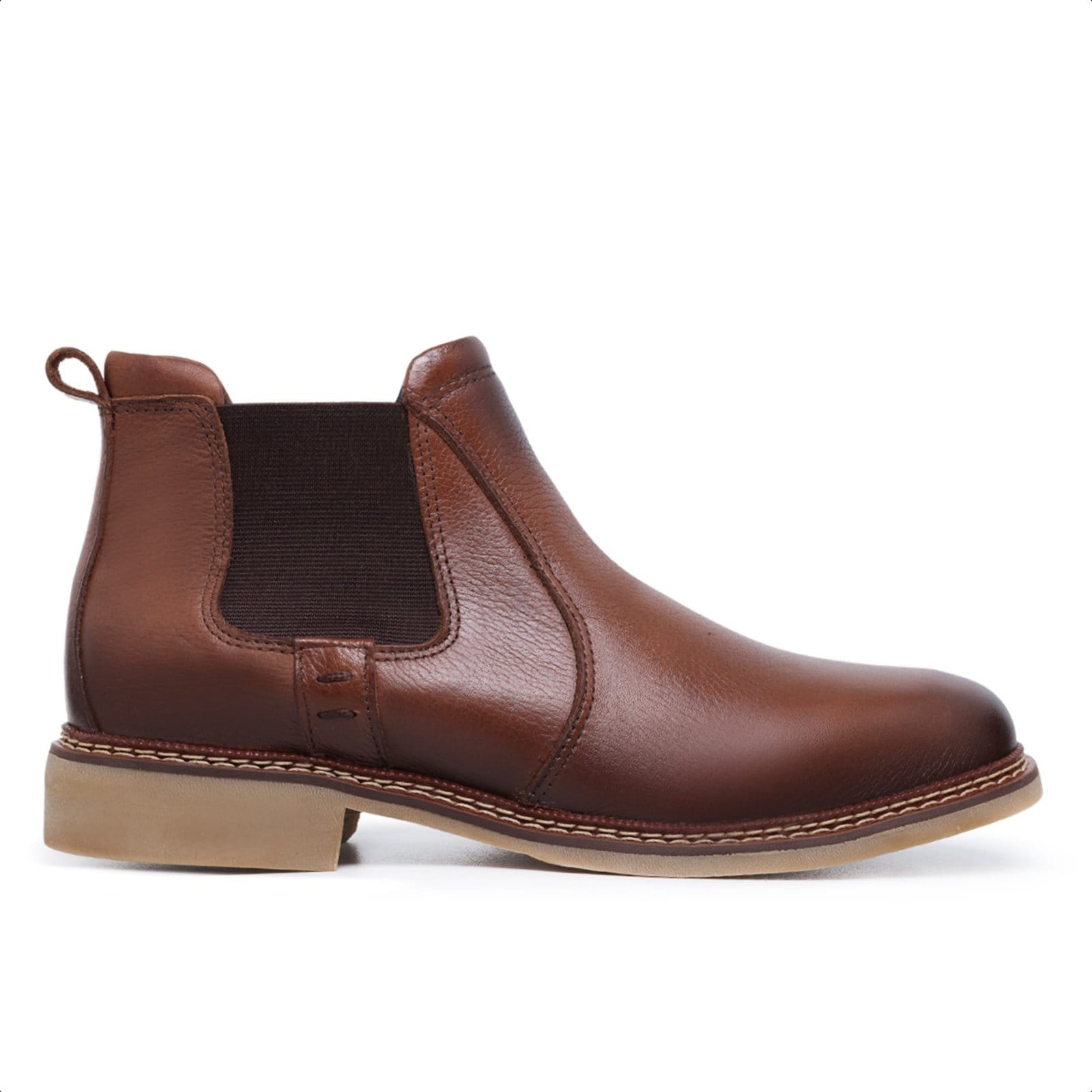 Vista 2 Bota Botina Masculina de Couro, Marca Mister Couros Ref 104 Floter Havana , MisterCouros Mister Couros marrom