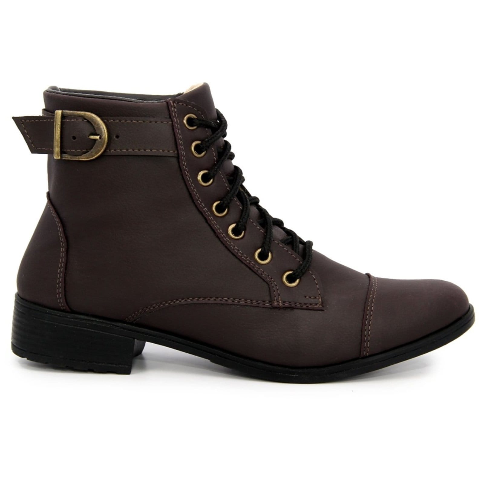 Bota Feminina Coturno Salto Baixo Cano Medio FV022 Marron
