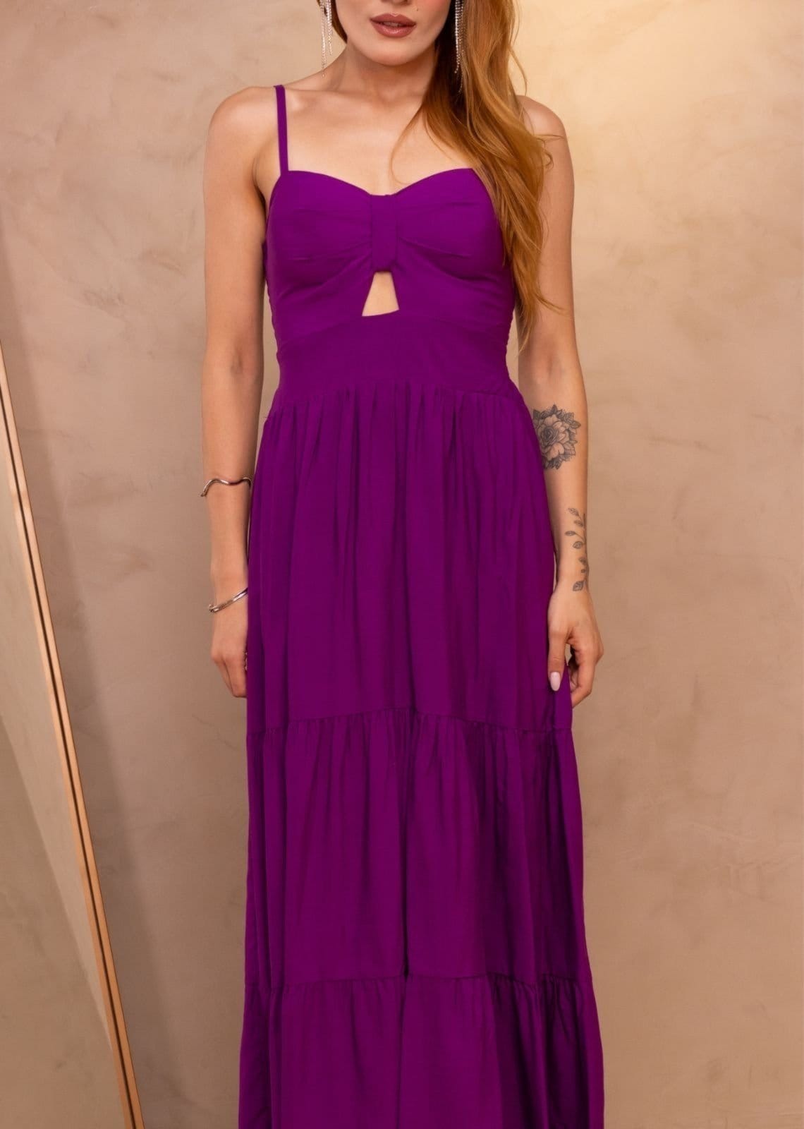 Vista 2 Vestido Midi Alcinha Cut Out Viscose Jack Cia do Vestido roxo