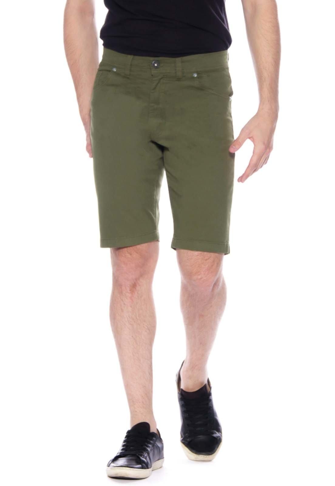 Vista principal Bermuda Sarja Slim Elastano Mir 7798 Macaw verde/verde militar/verde oliva