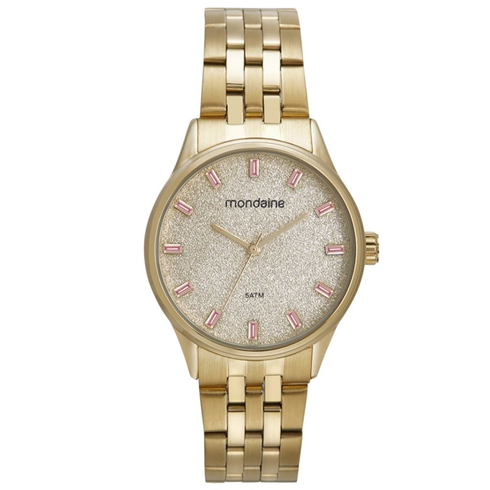 Vista 2 kit Relógio Feminino Cristais Com Porta Jóias Mondaine dourado