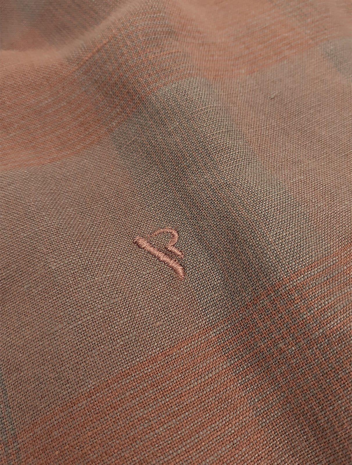 Vista 2 Camisa VR Masculina Linho Blend Clássica Plaid VR marrom