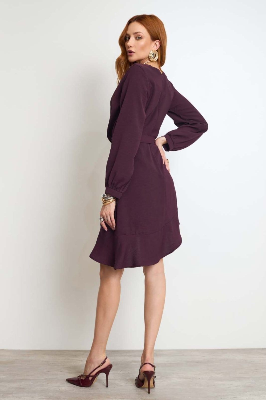 Vista 2 Vestido Vanibele Assimétrico Vanibele vinho