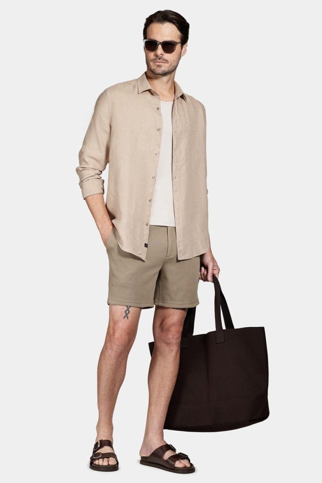 Vista 2 Bermuda Aramis Chino Comfort Knit Textura Caqui Aramis bege caqui