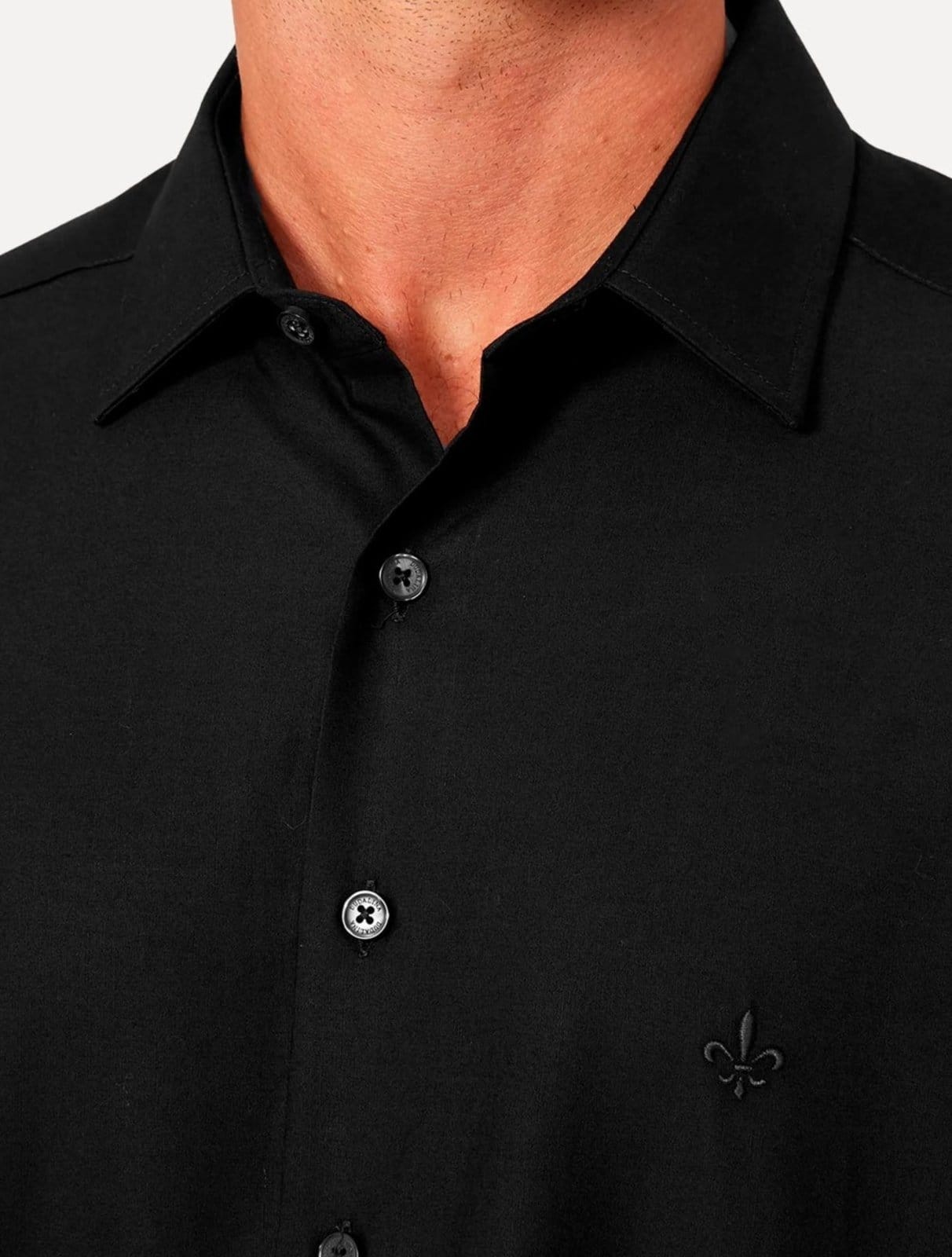 Vista 2 Camisa Dudalina Masculina Slim Tricoline Lisa Preta Dudalina preto