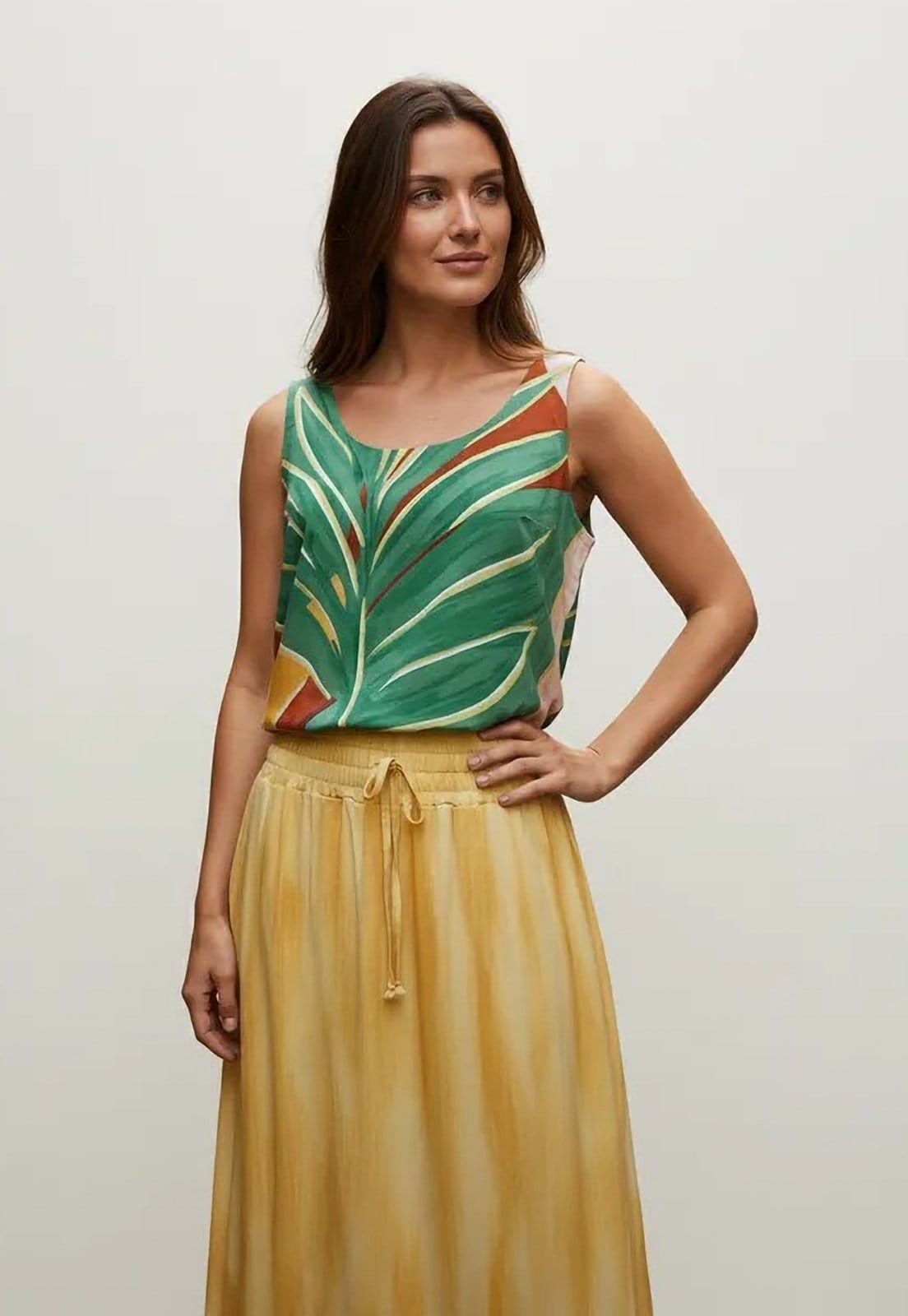 Vista 2 Saia Amazonia Vital Longa Viscose Tie Dye Amarela Amazonia Vital amarelo