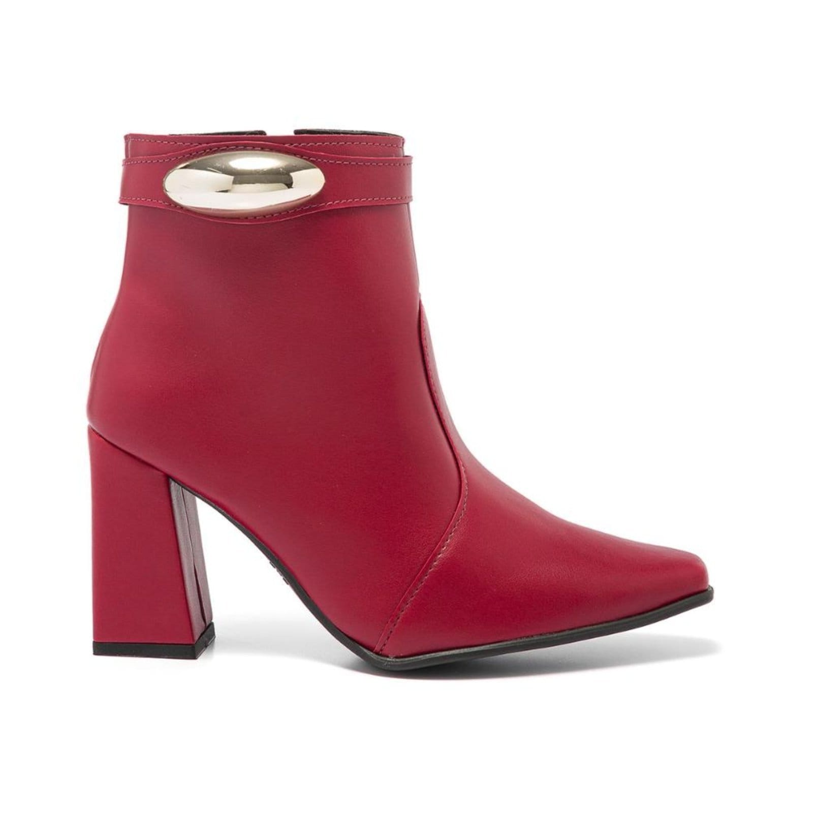 Bota Feminina Stessy Shoes Cano Curto Lesma Metalizada Salto Bloco Casual