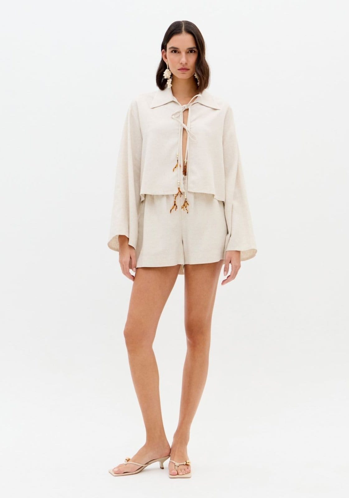 Short Cós Elástico Com Linho