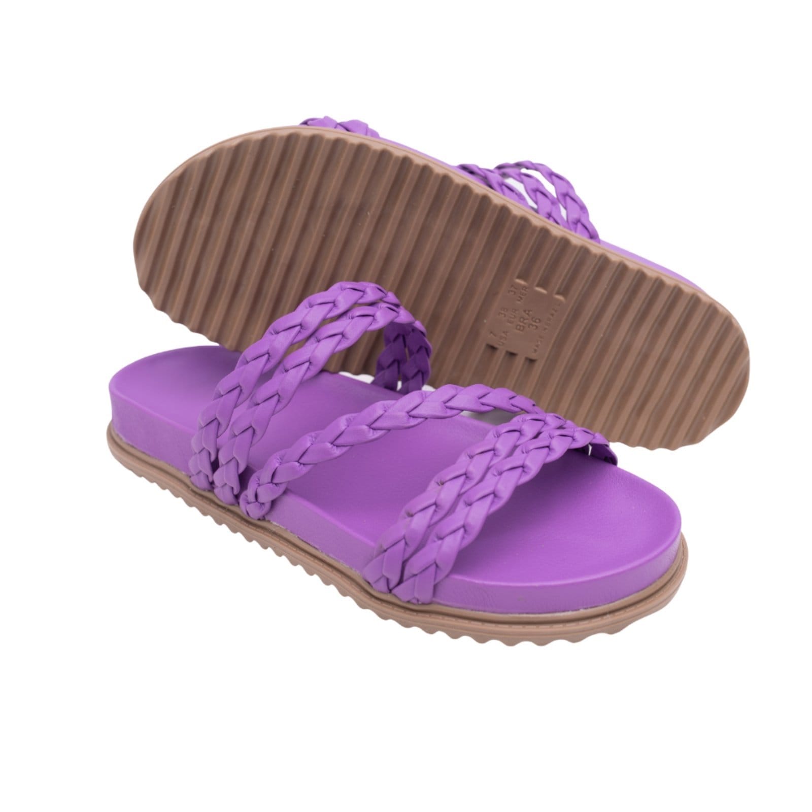 Vista 2 Sandalia Papete Rasteira Feminina Trança TELLINI STORE roxo