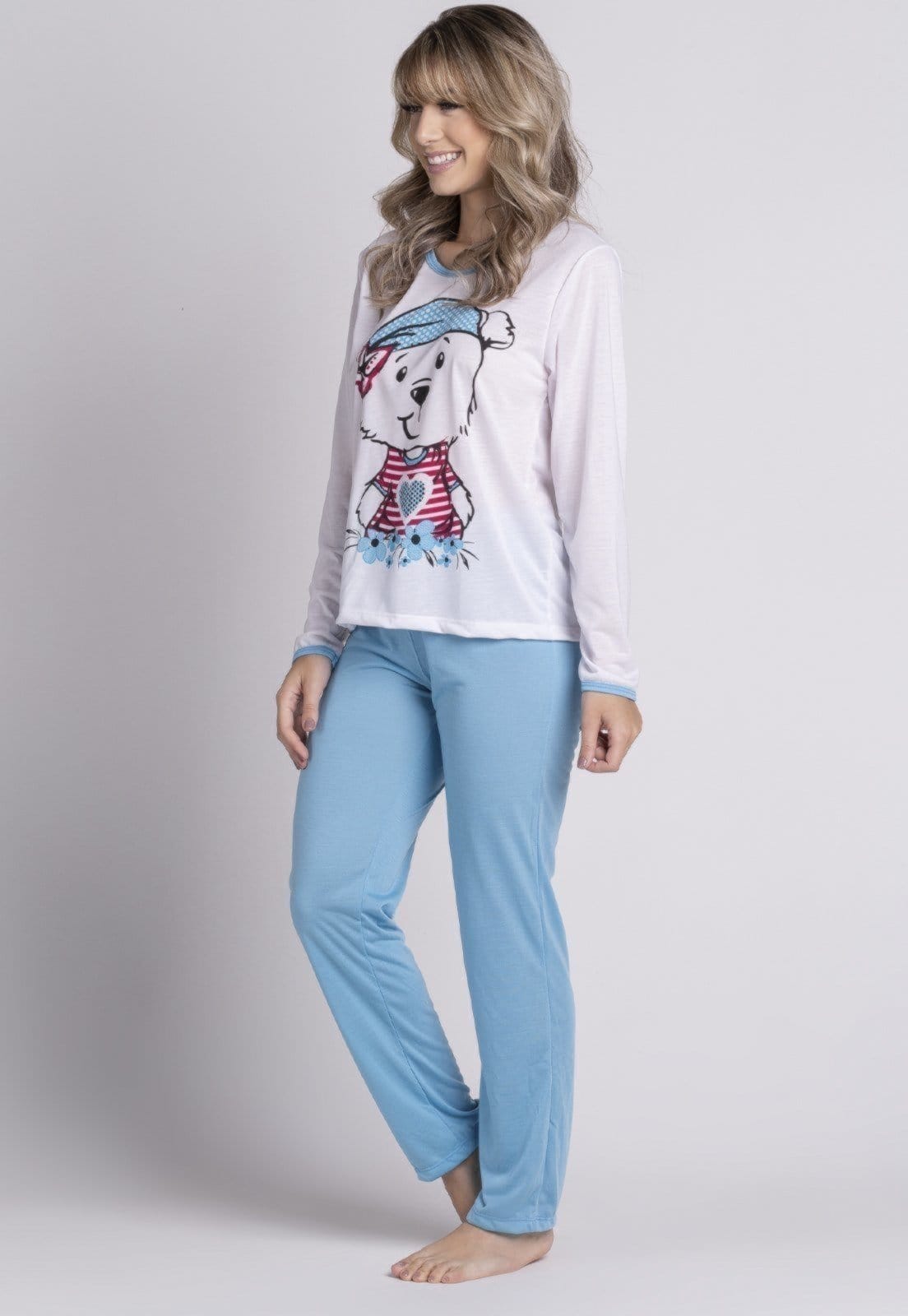 Vista 2 Pijama Feminino Serra e Mar Modas Longo Fechado Cores Sortidas SERRA E MAR MODAS multicolorido