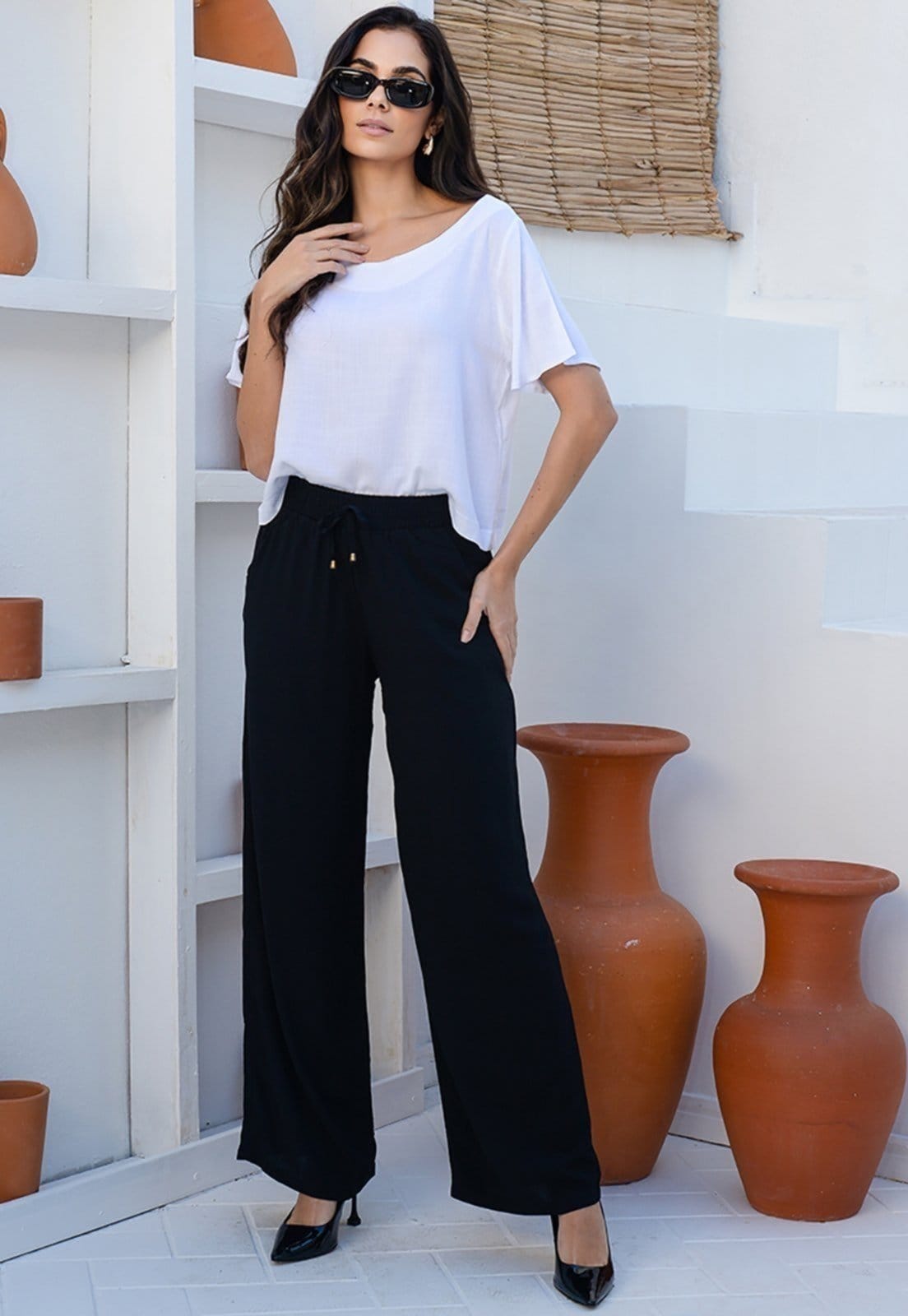 Calça Pantalona em Viscose B’Bonnie Manu