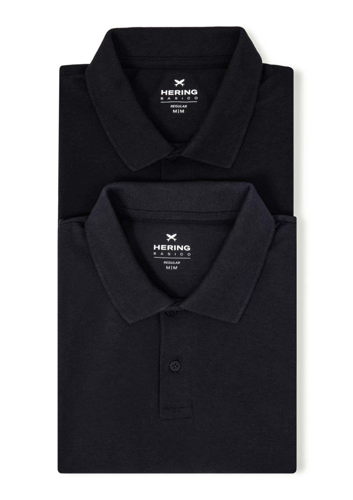 Vista principal Kit Com 2 Camisas Polo Básicas Masculinas - Preto E Azul Hering preto azul