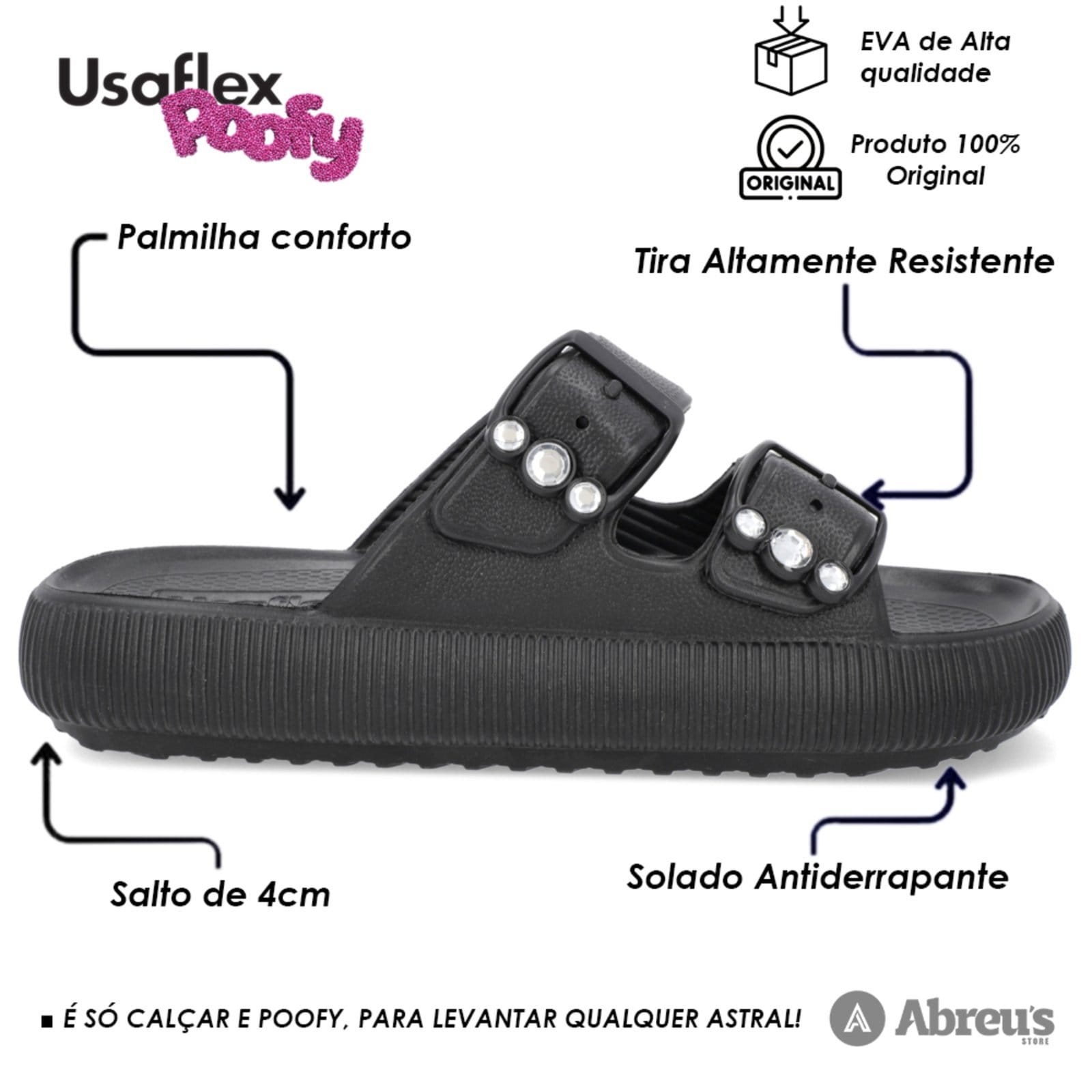 Vista 2 Chinelo Slide Usaflex Poofy Plataforma Feminino 006 Usaflex preto
