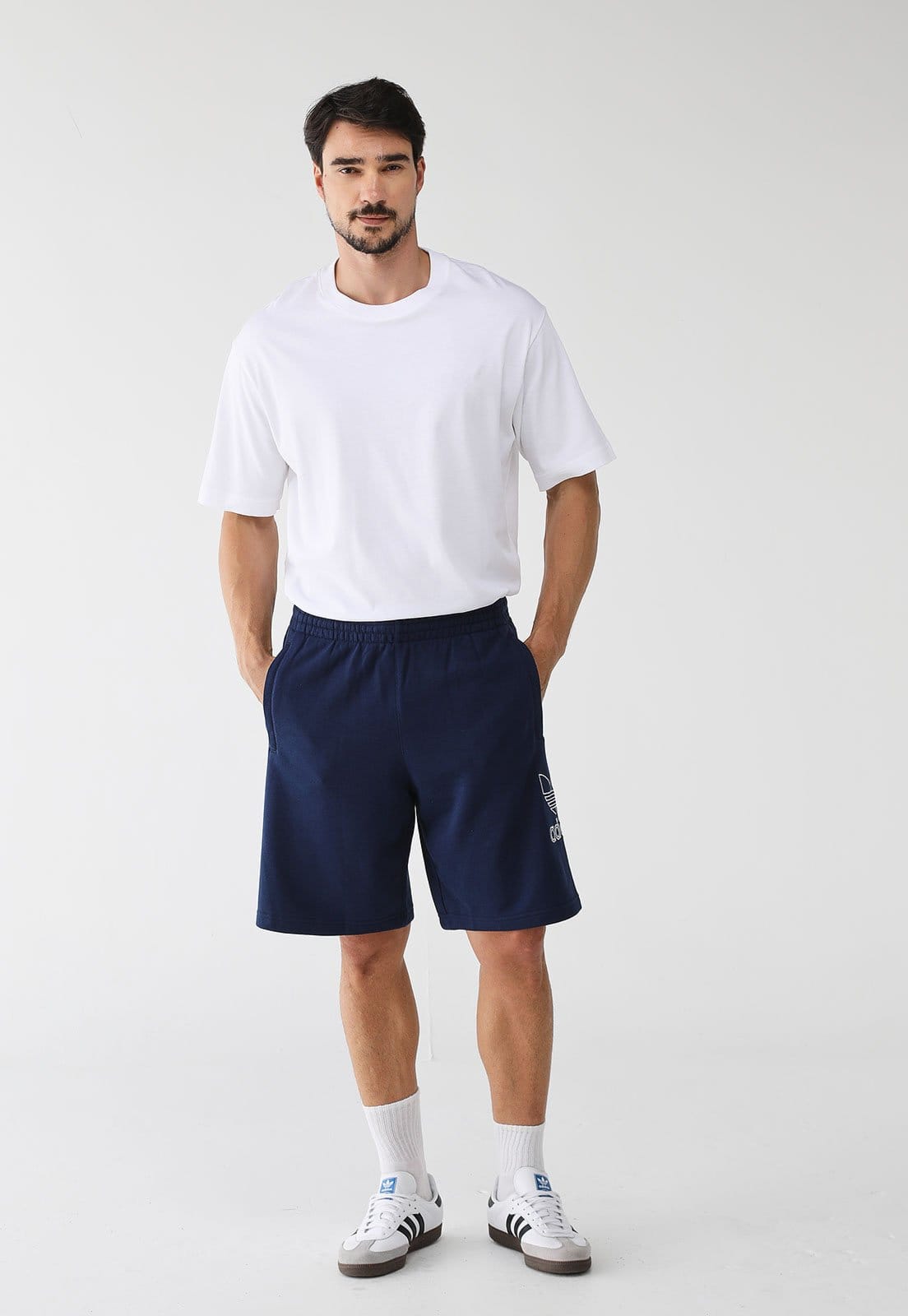 Vista 2 Bermuda adidas Originals Reta Tref Azul-Marinho adidas Originals azul marinho