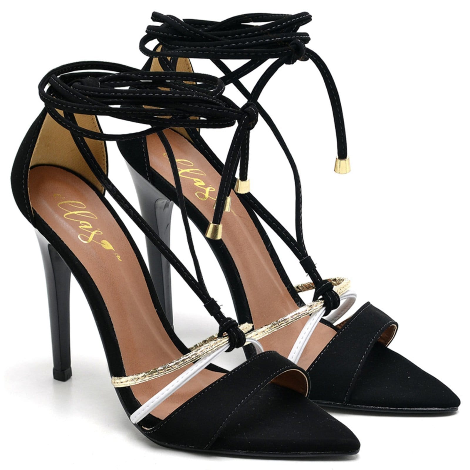 Sandália Salto Alto em Couro Ella's