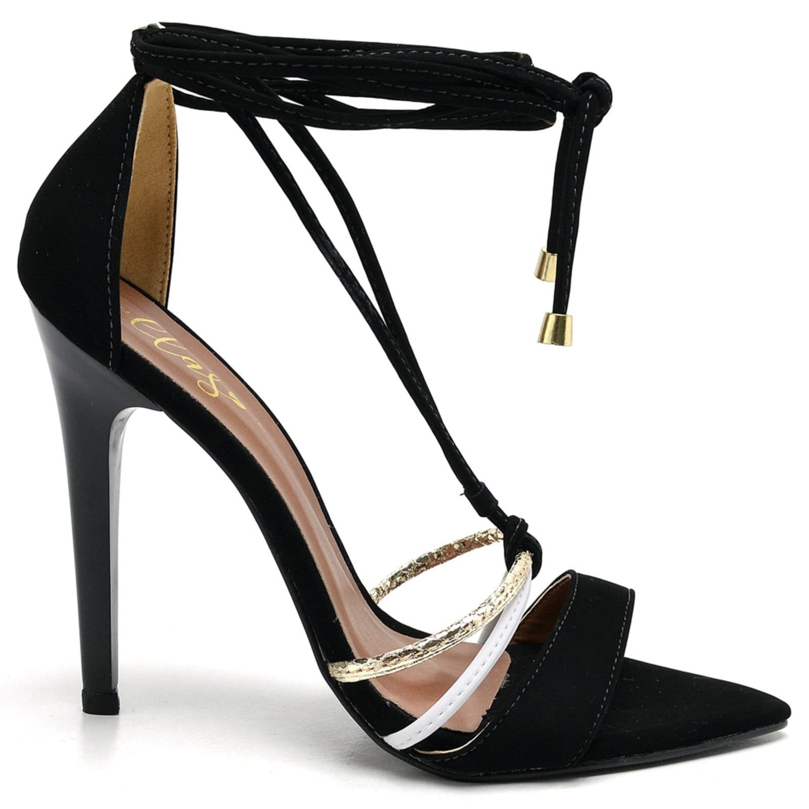 Vista 2 Sandália Salto Alto em Couro Ella's ZAFREM preto