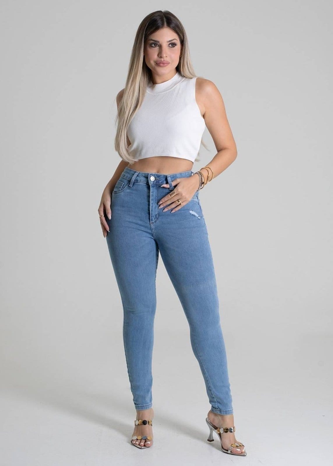 Vista 2 Calça Jeans Sawary Push Up - 279680 Sawary azul