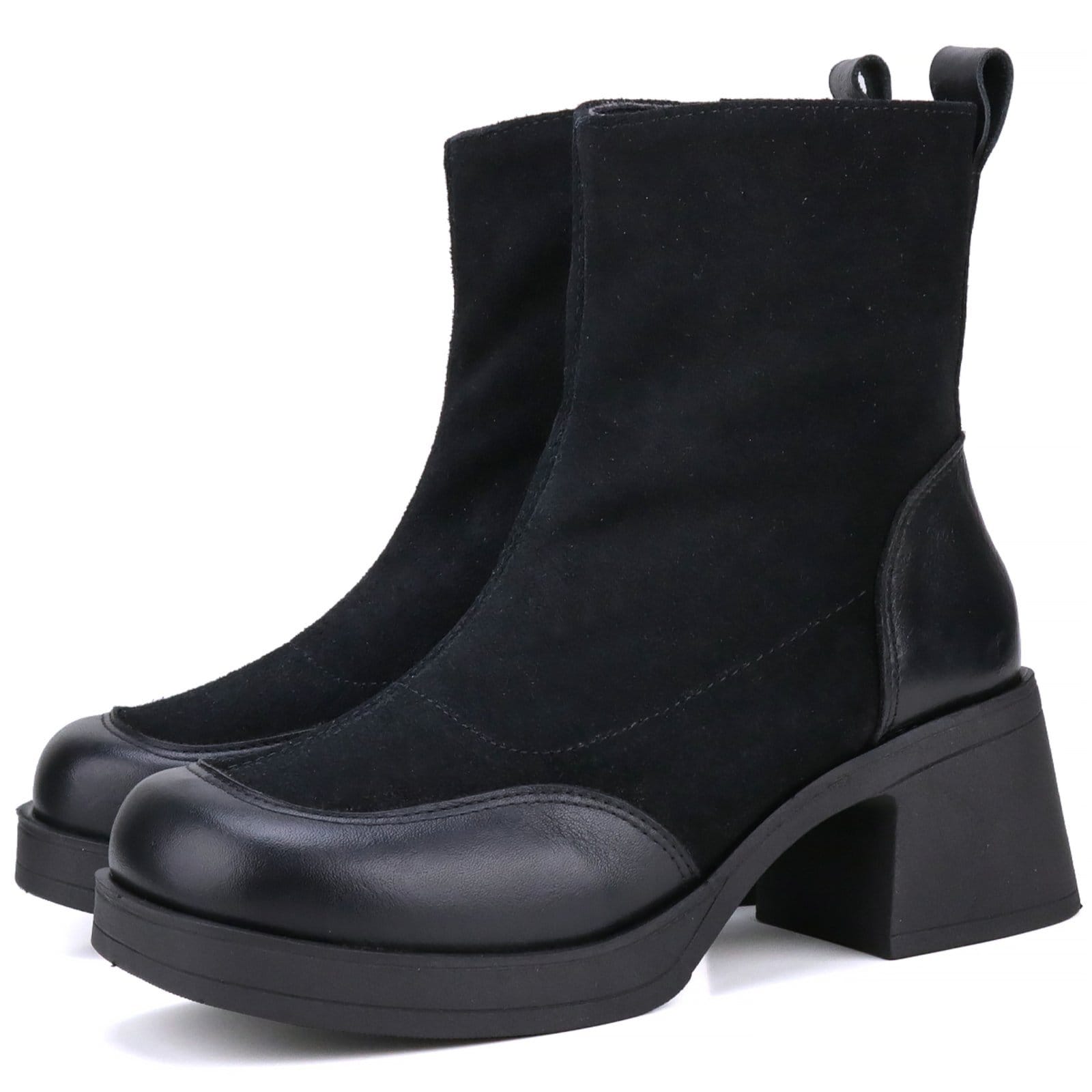 Vista 2 Bota Feminina Mr Gutt de Couro Salto Grosso Bloco Preta Mr. Gutt preto