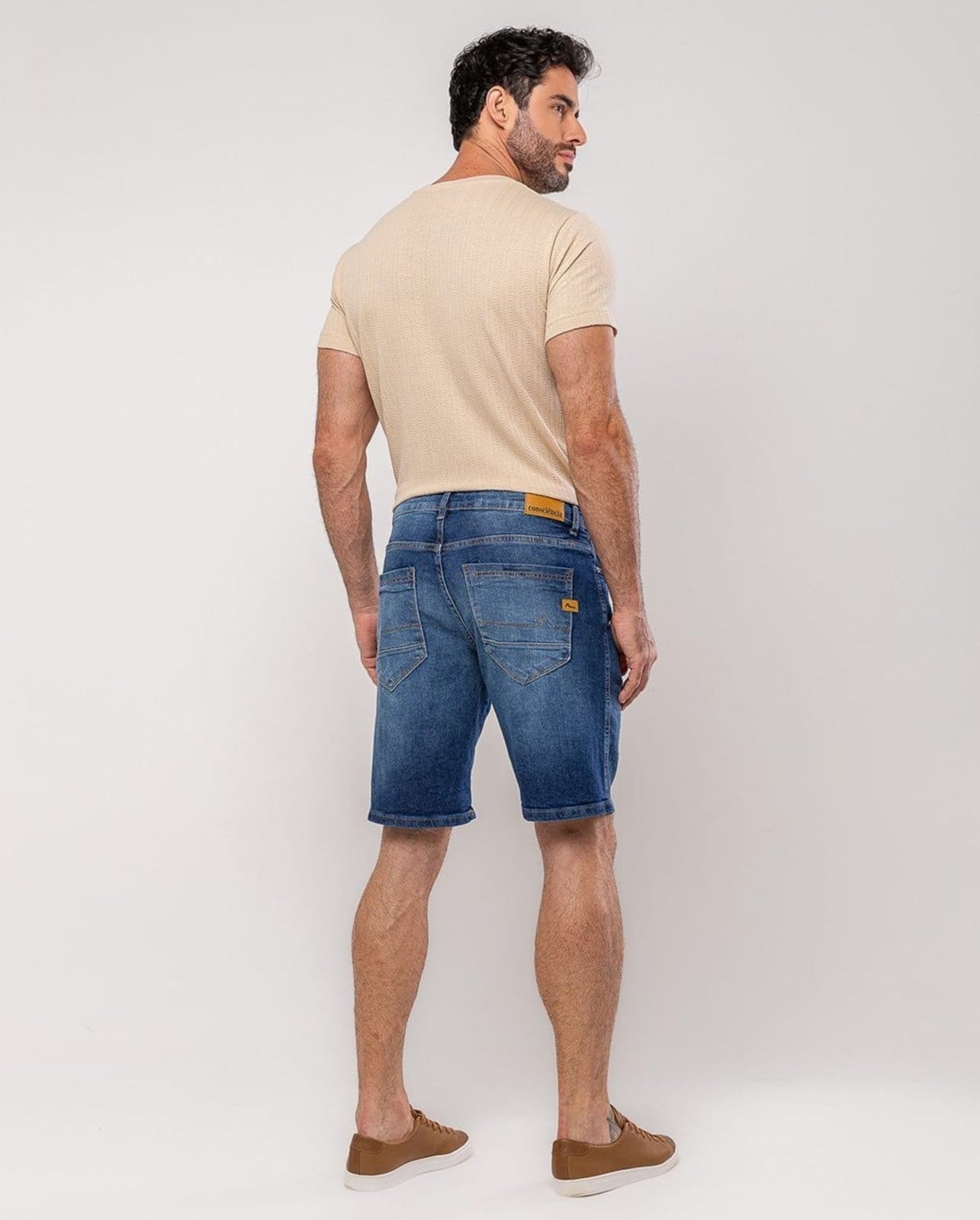 Vista 2 Bermuda Slim Fit Masculina 25144 Escura Consciência jeans