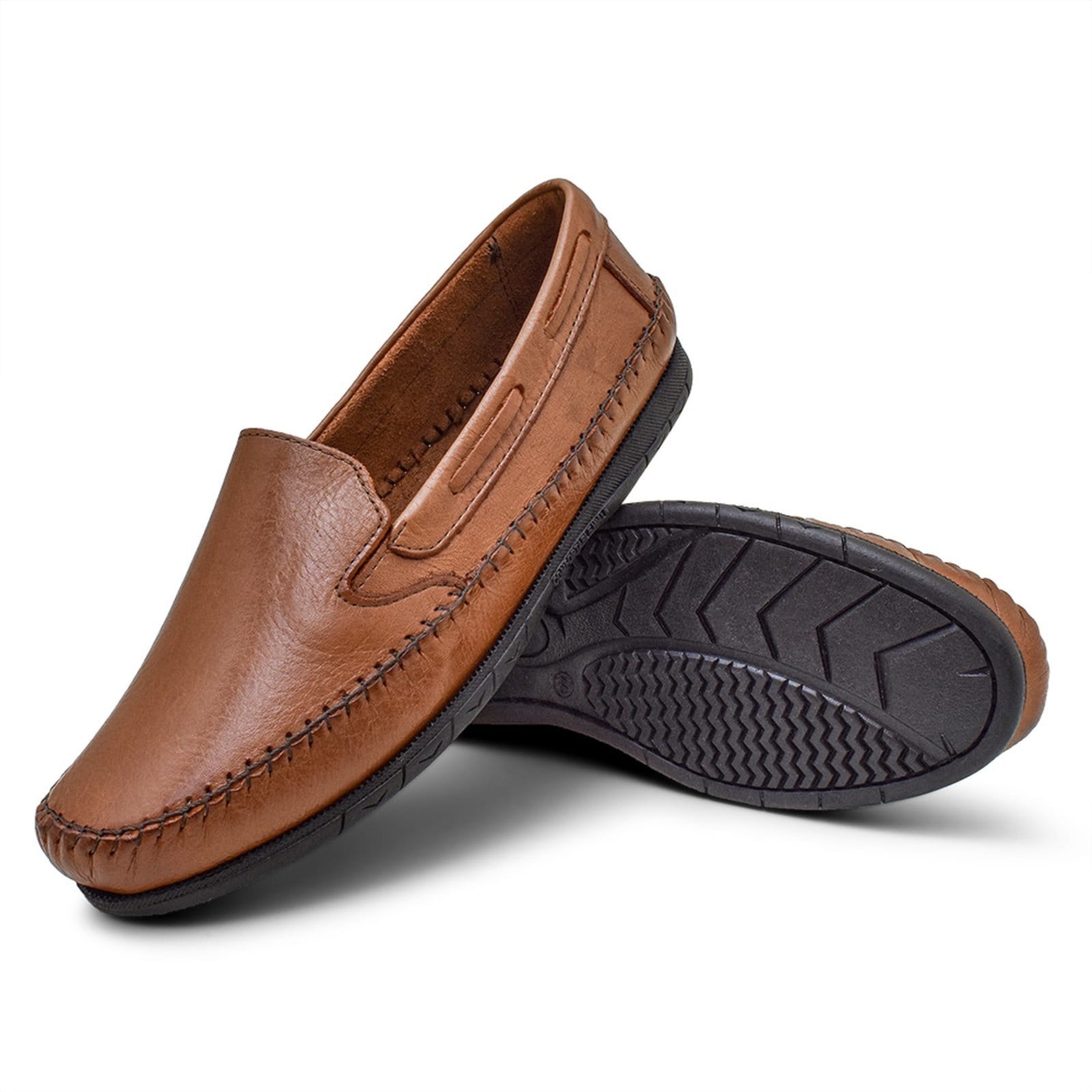 Sapatilha Mocassim Masculina Couro Marrom Claro