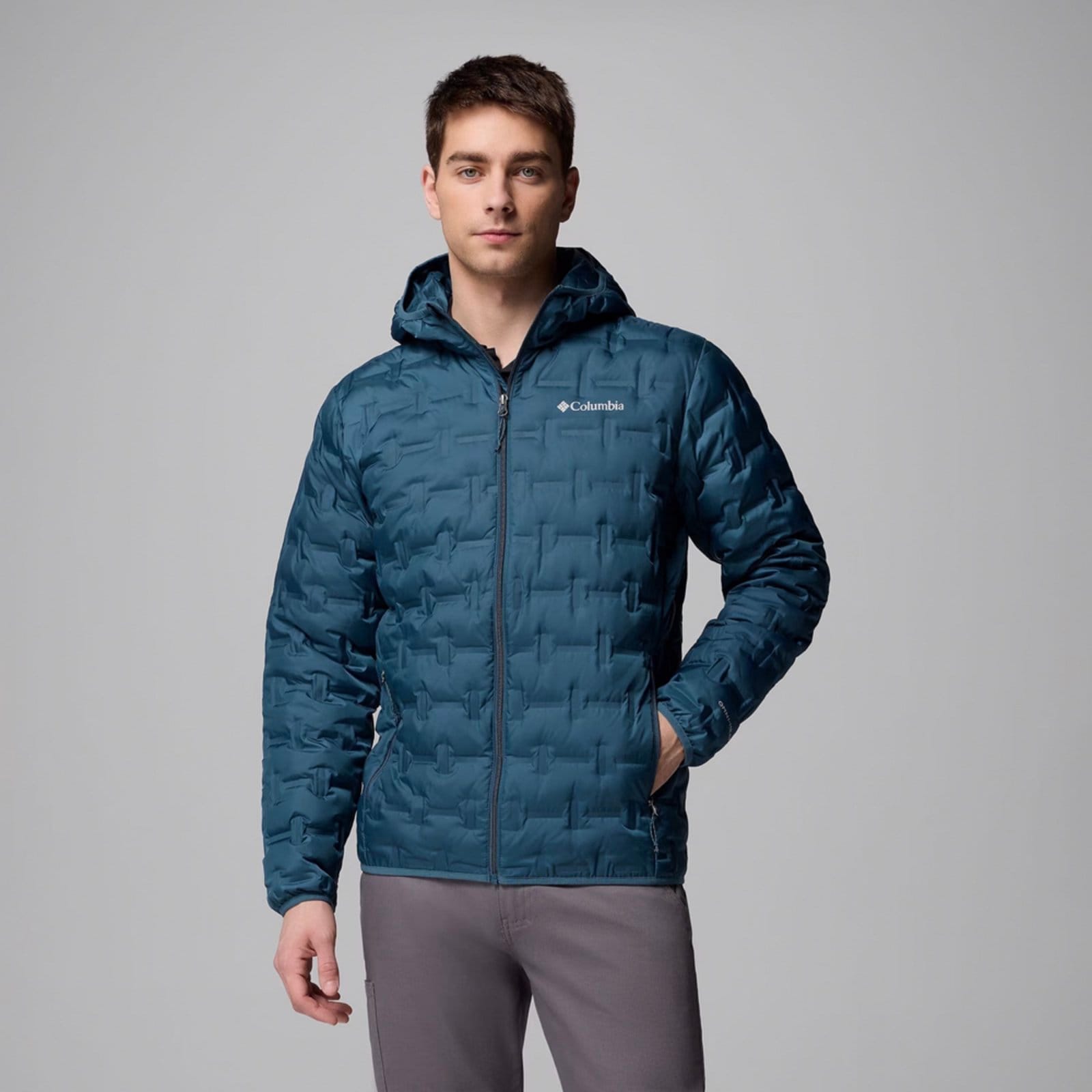 Jaqueta Columbia Down Delta Ridge II Hood Marinho Masculino