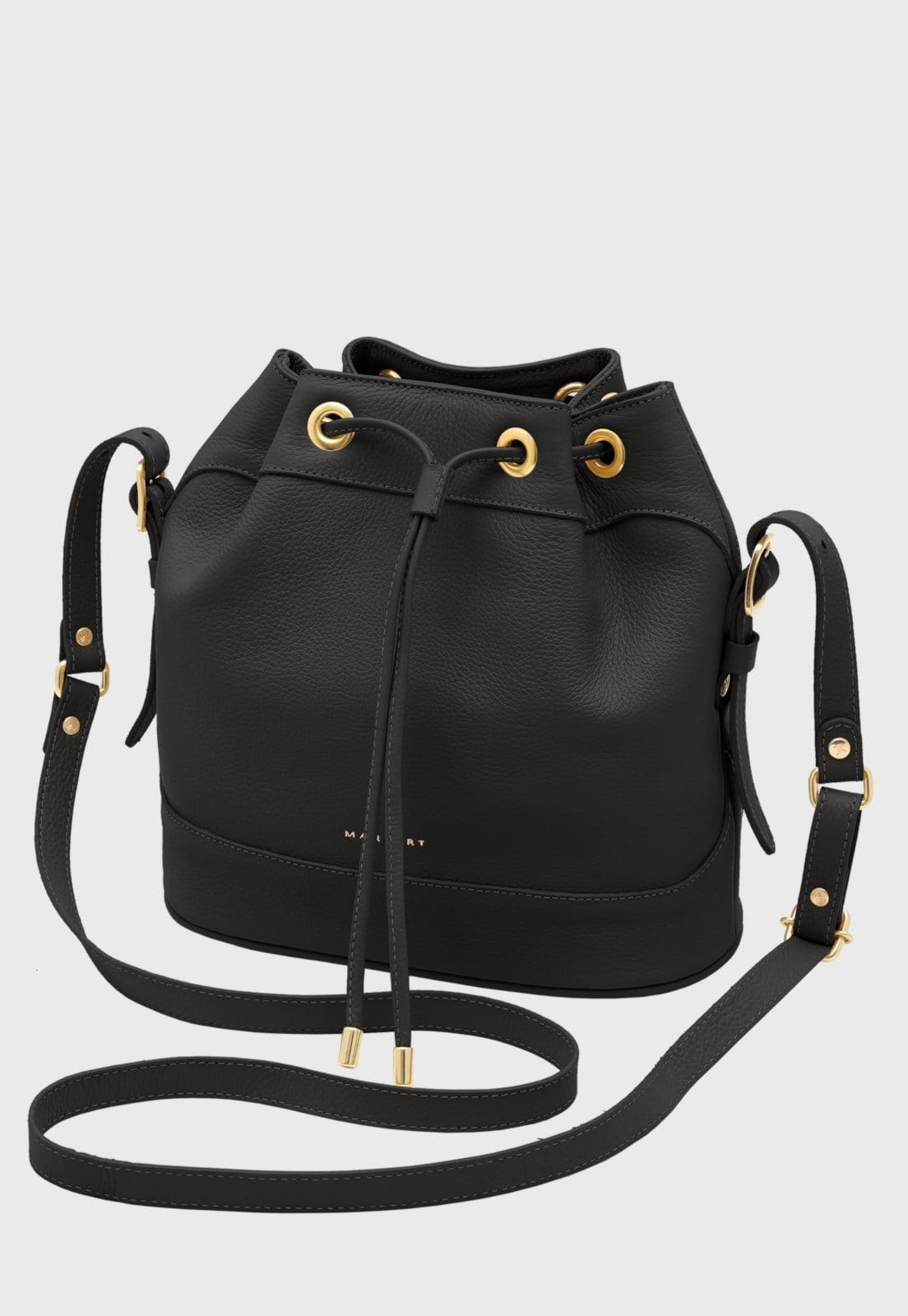 Bolsa Bucket Transversal Couro Mariart Chia Preta