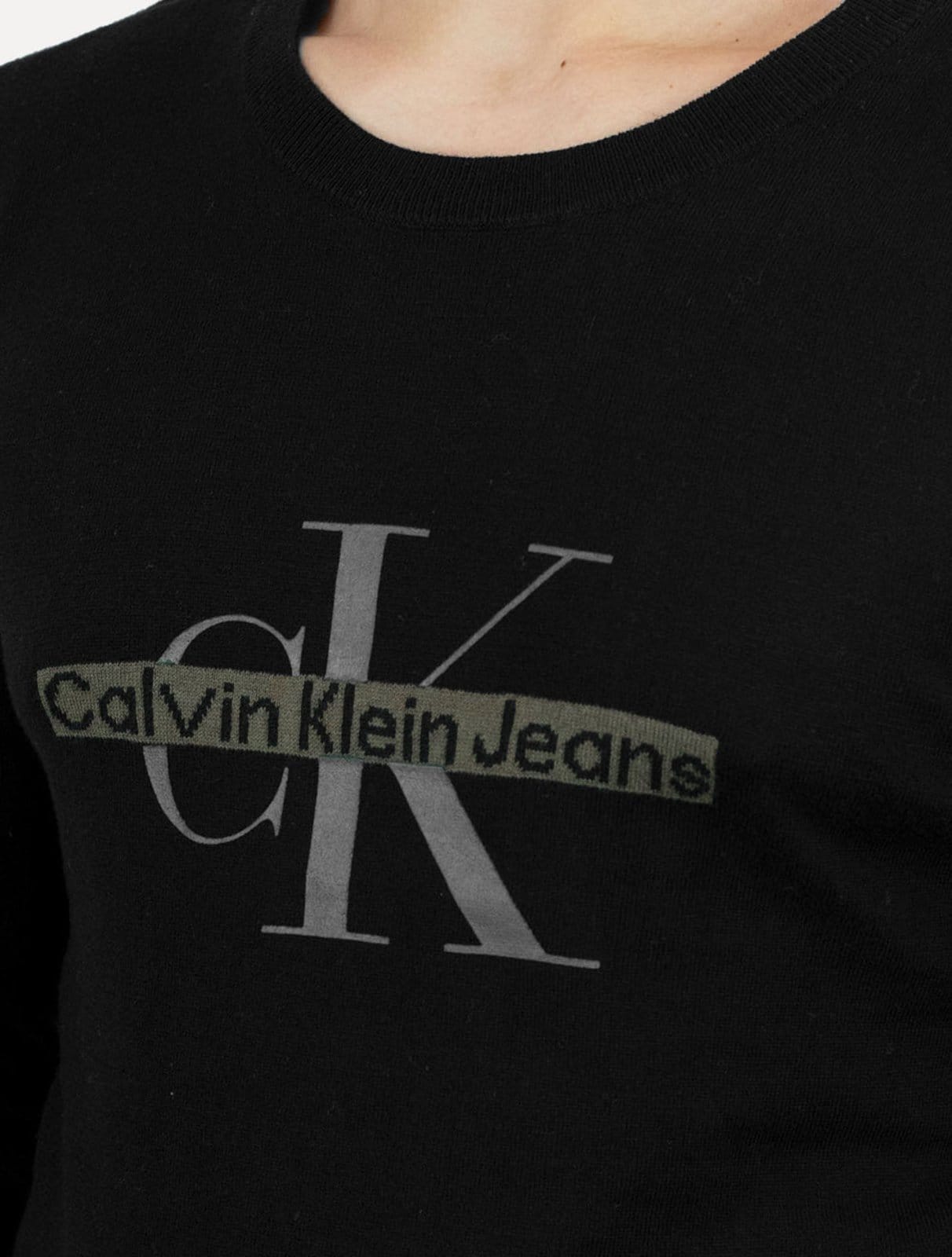 Vista 2 Suéter Calvin Klein Jeans Masculino Tricot Logo Reissue Calvin Klein verde militar