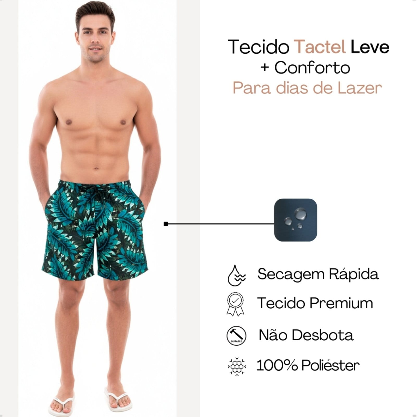 Kit 3 Bermuda Masculina Tactel Short Praia Cores Sortidas