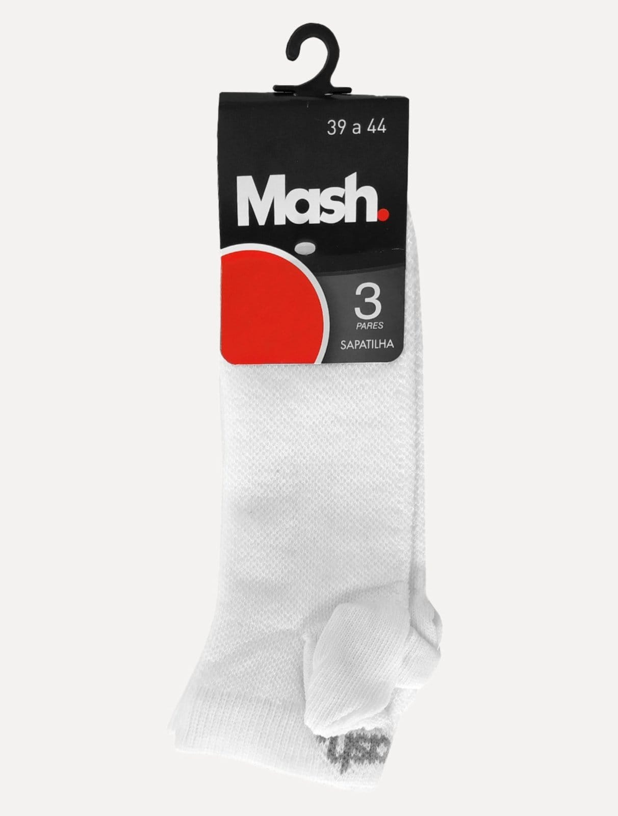 Vista 2 Meia Mash Esportiva Sapatilha Branca Kit 3 Pares MASH branco