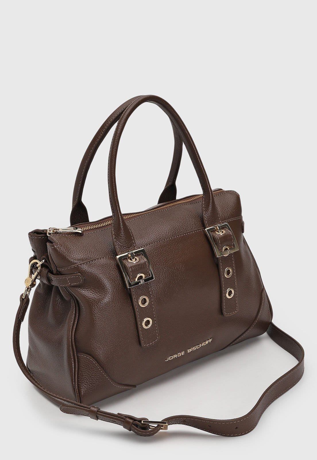 Vista 2 Bolsa Feminina Jorge Bischoff Grande Detalhe Fivela Jorge Bischoff marrom
