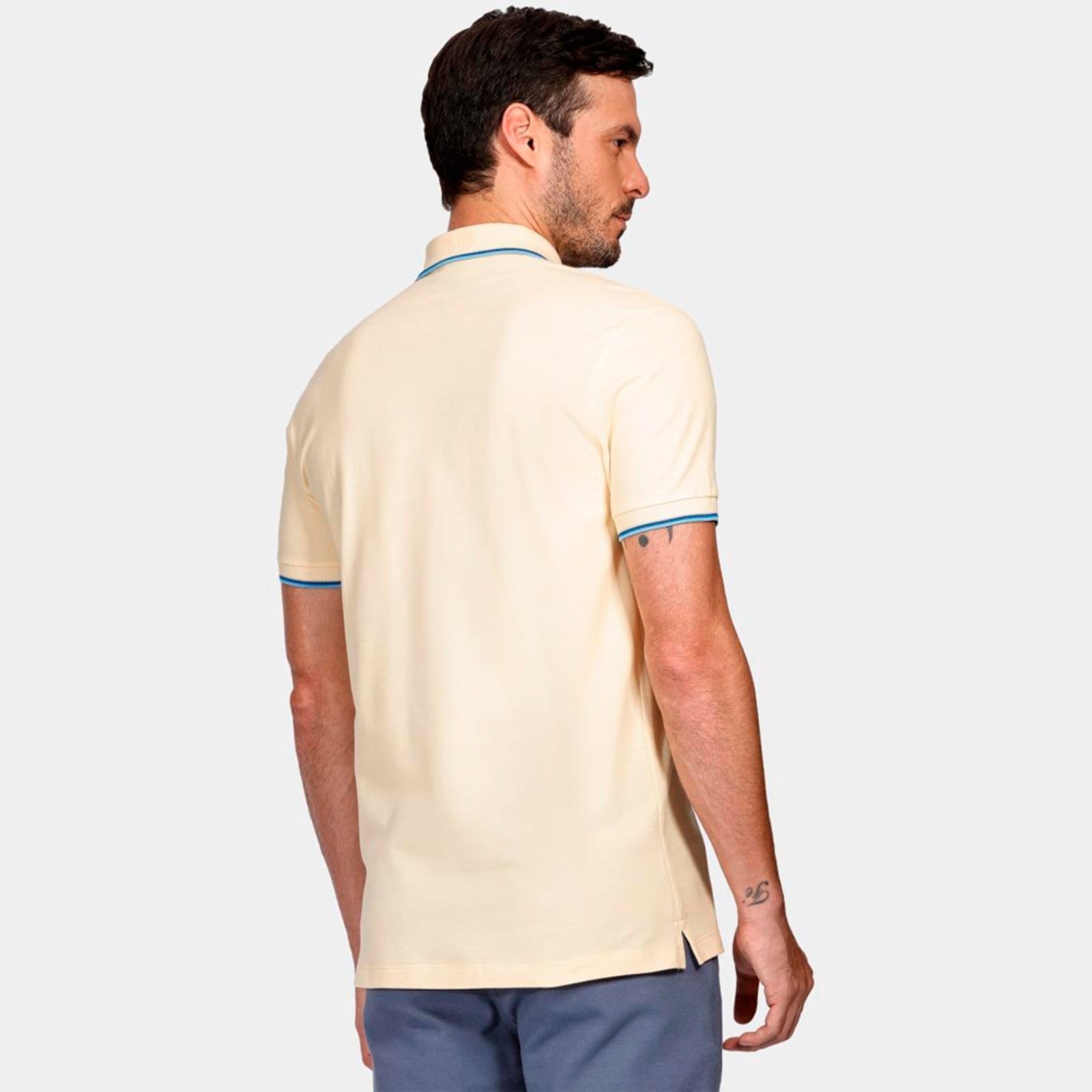 Vista 2 Camisa Polo Aramis 4 Frisos Ve25 Amarelo e Caqui Masculino Aramis amarelo caqui